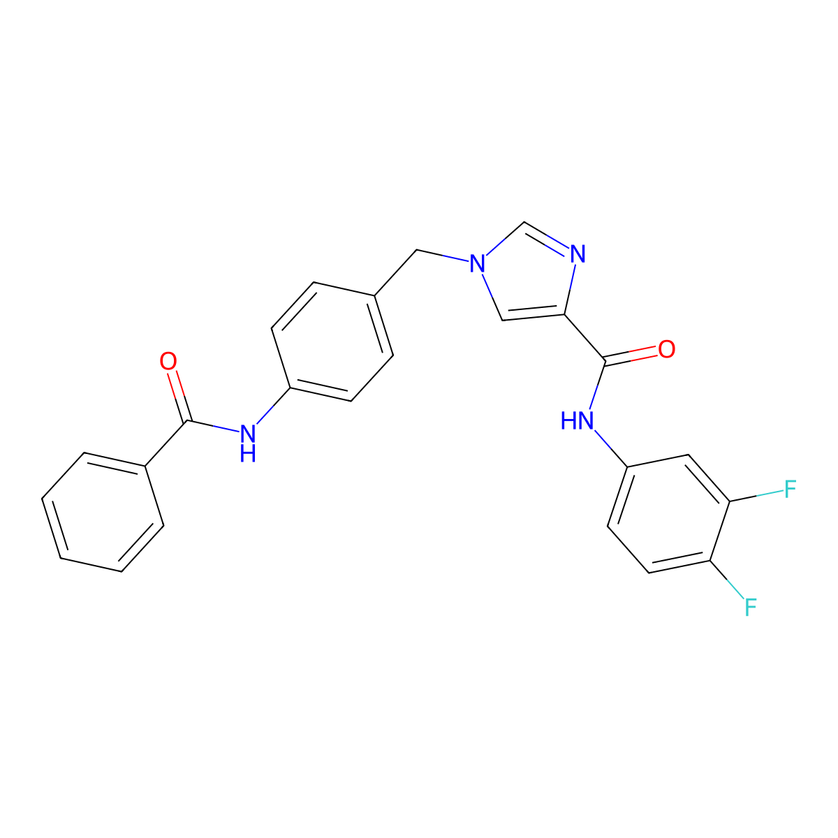 1-(4-benzamidobenzyl)-N-(3,4-difluorophenyl)-1H-imidazole-4-carboxamide molecular structure, CAS 1251678-69-9