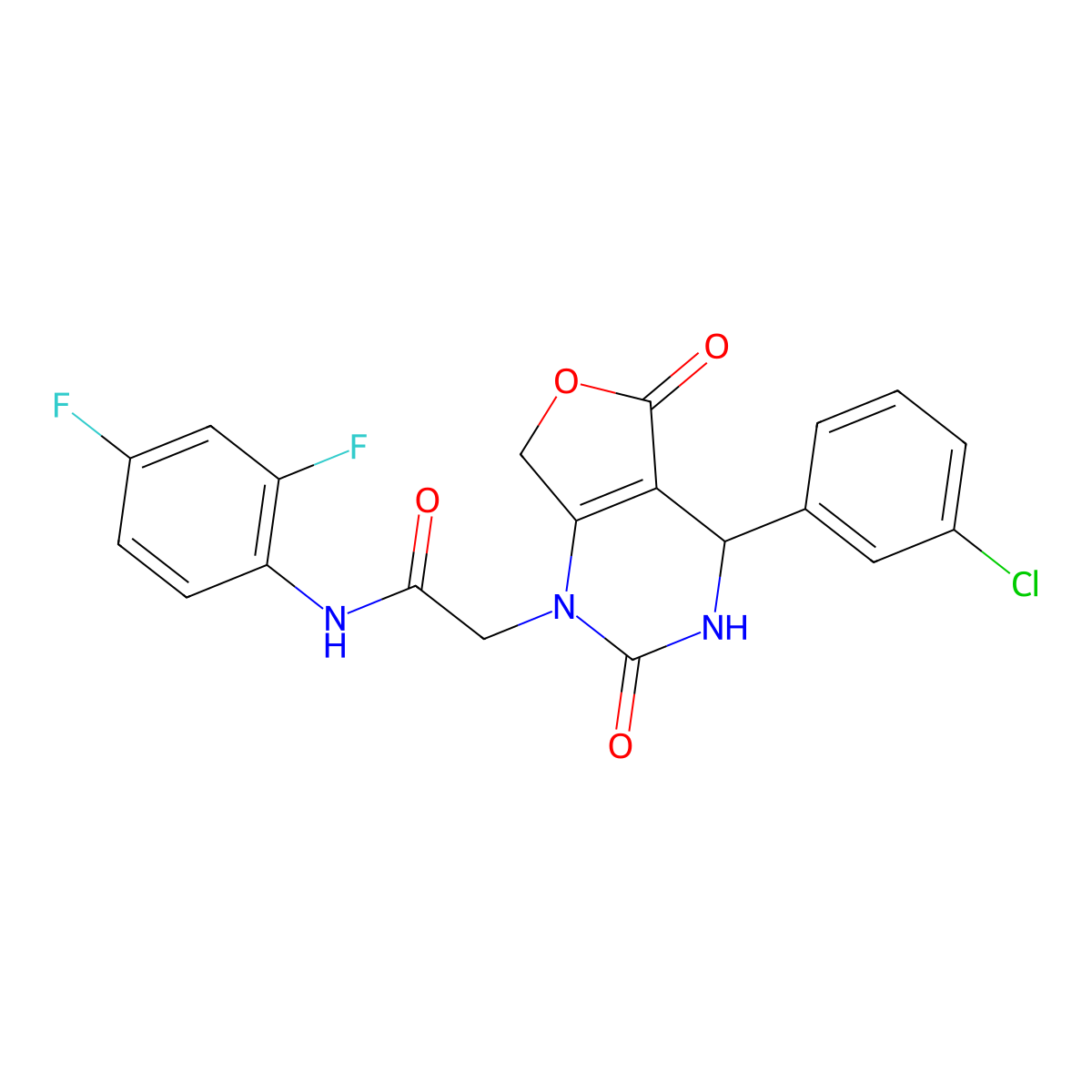 2-(4-(3-chlorophenyl)-2,5-dioxo-3,4-dihydrofuro[3,4-d]pyrimidin-1(2H,5H,7H)-yl)-N-(2,4-difluorophenyl)acetamide molecular structure, CAS 1251678-72-4