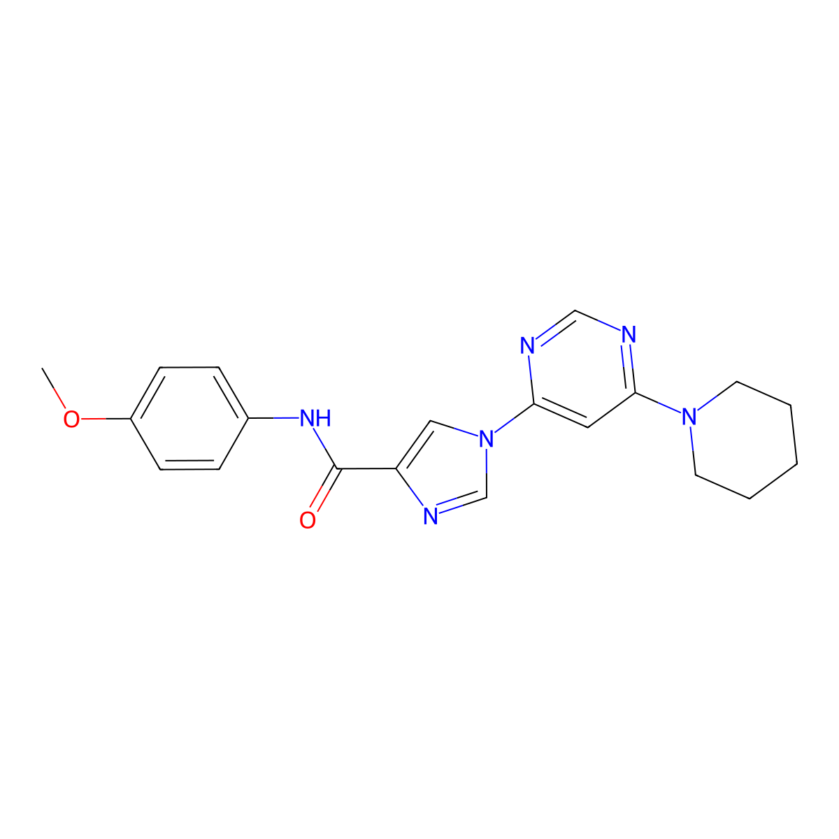 N-(4-methoxyphenyl)-1-[6-(piperidin-1-yl)pyrimidin-4-yl]-1H-imidazole-4-carboxamide molecular structure, CAS 1251678-73-5