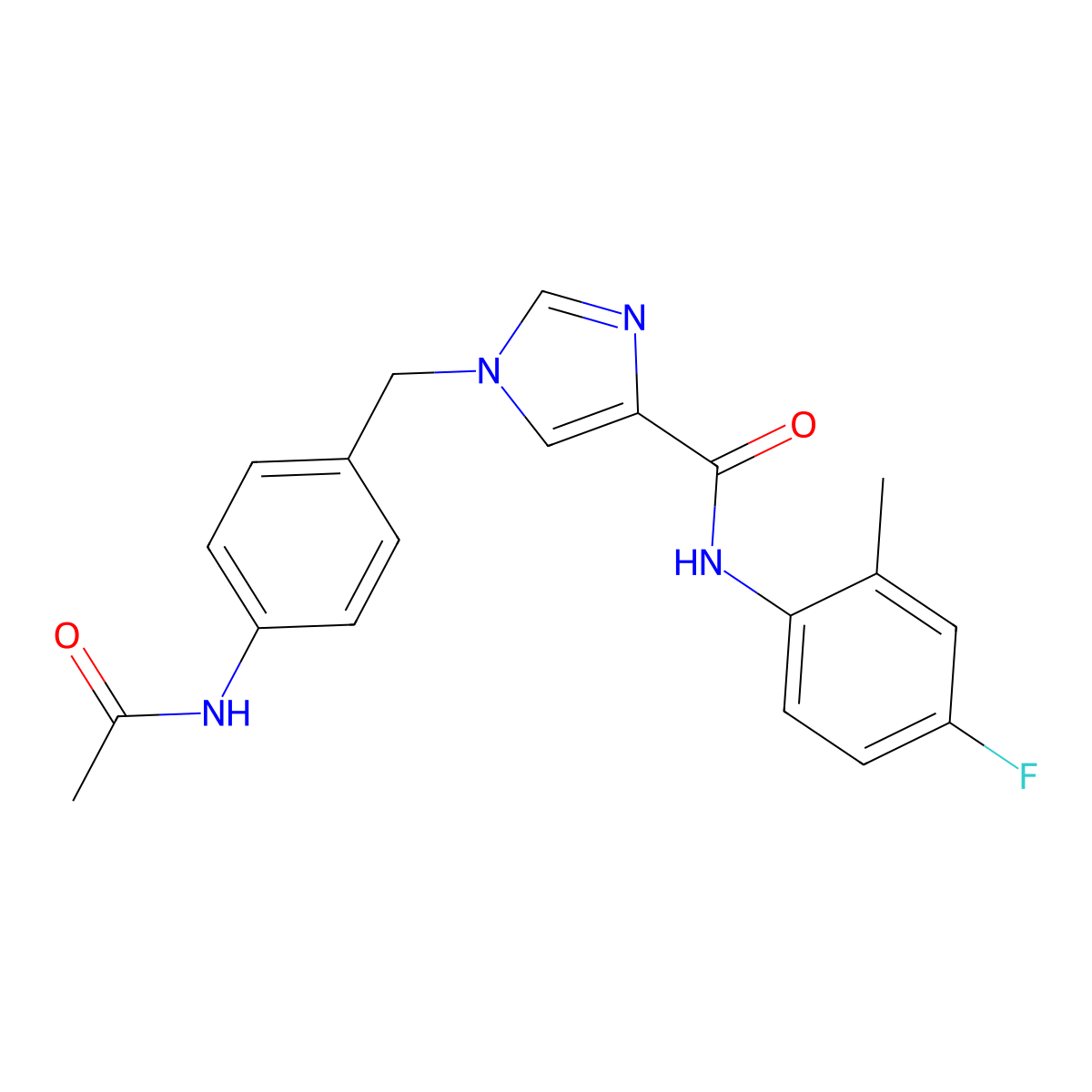 1-(4-acetamidobenzyl)-N-(4-fluoro-2-methylphenyl)-1H-imidazole-4-carboxamide molecular structure, CAS 1251678-76-8