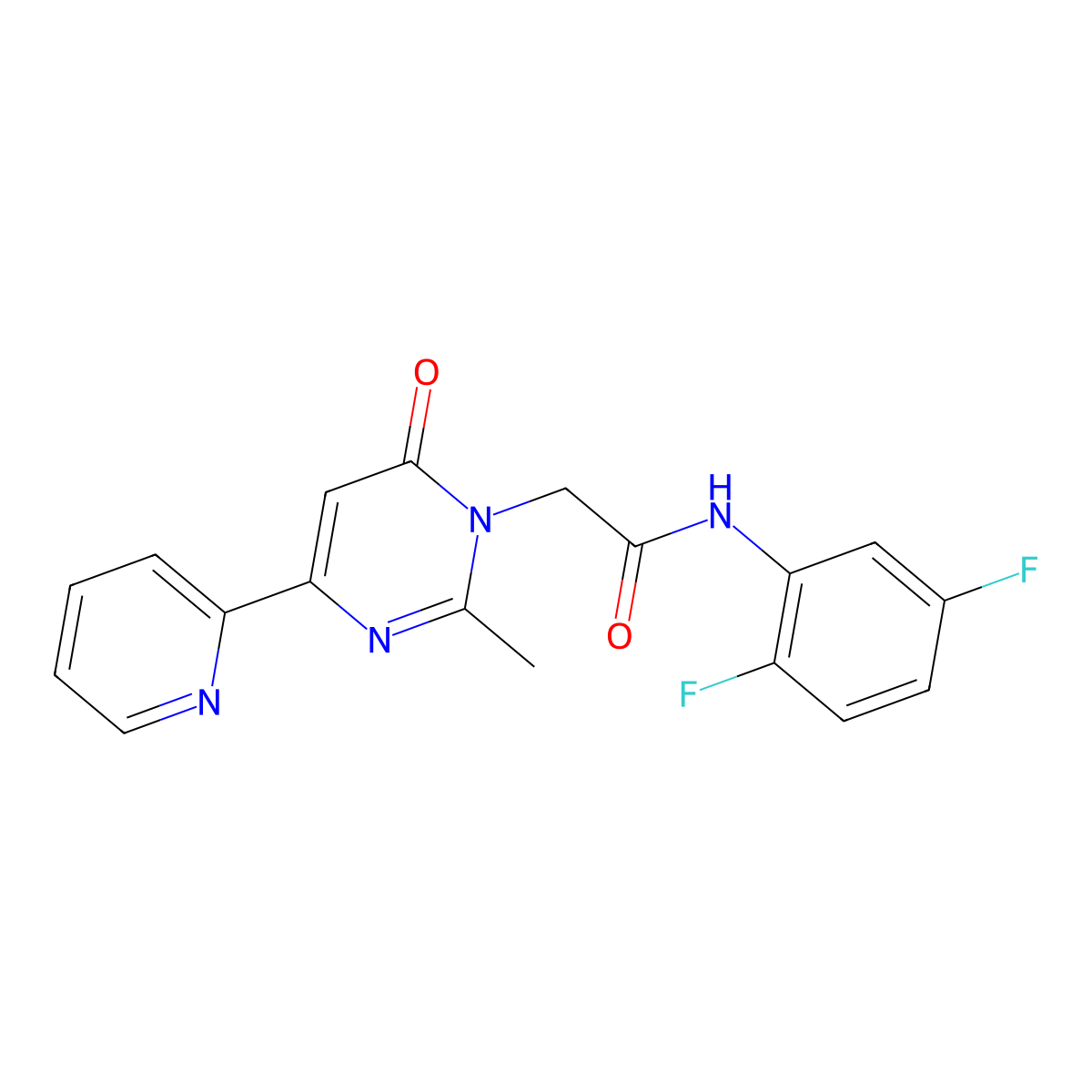 N-(2,5-difluorophenyl)-2-[2-methyl-6-oxo-4-(pyridin-2-yl)-1,6-dihydropyrimidin-1-yl]acetamide molecular structure, CAS 1251678-77-9