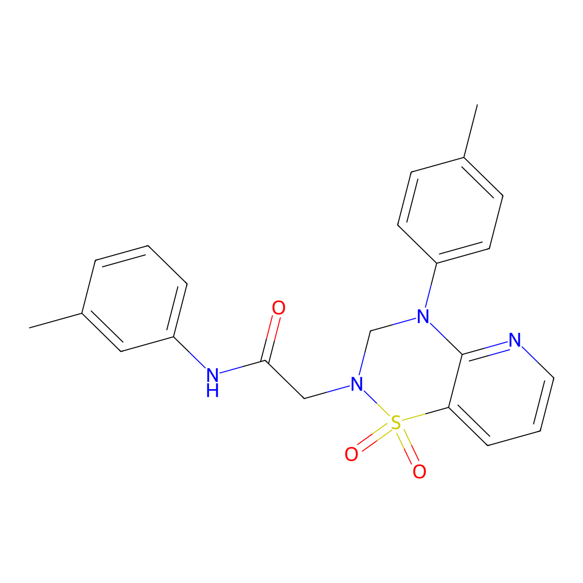 2-(1,1-dioxido-4-(p-tolyl)-3,4-dihydro-2H-pyrido[2,3-e][1,2,4]thiadiazin-2-yl)-N-(m-tolyl)acetamide molecular structure, CAS 1251678-80-4