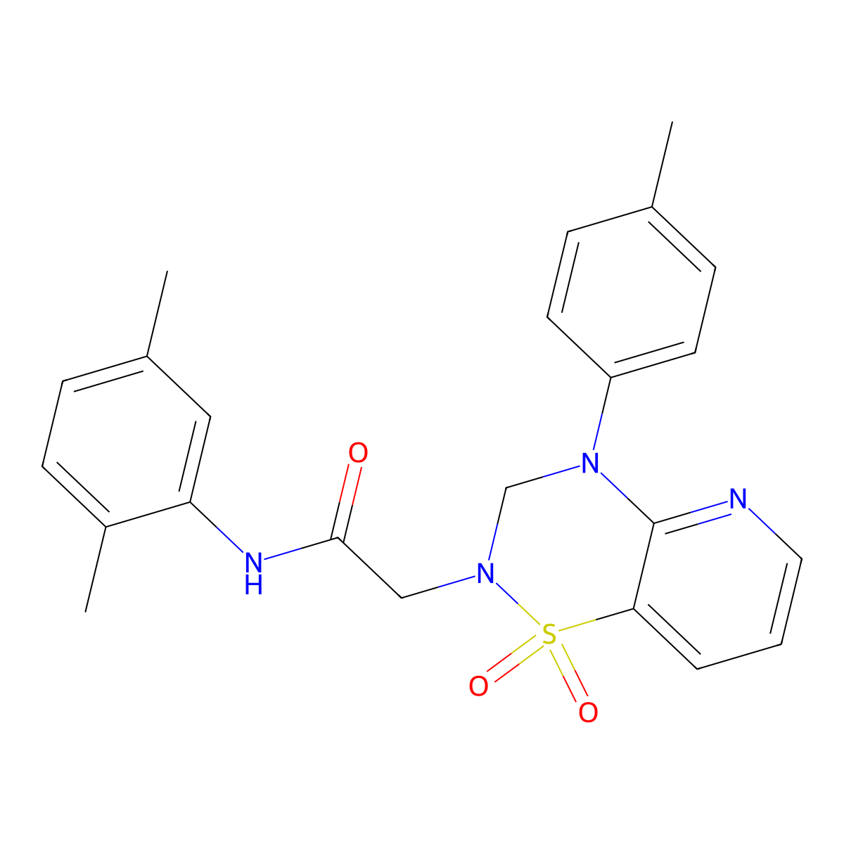 N-(2,5-dimethylphenyl)-2-(1,1-dioxido-4-(p-tolyl)-3,4-dihydro-2H-pyrido[2,3-e][1,2,4]thiadiazin-2-yl)acetamide molecular structure, CAS 1251678-88-2