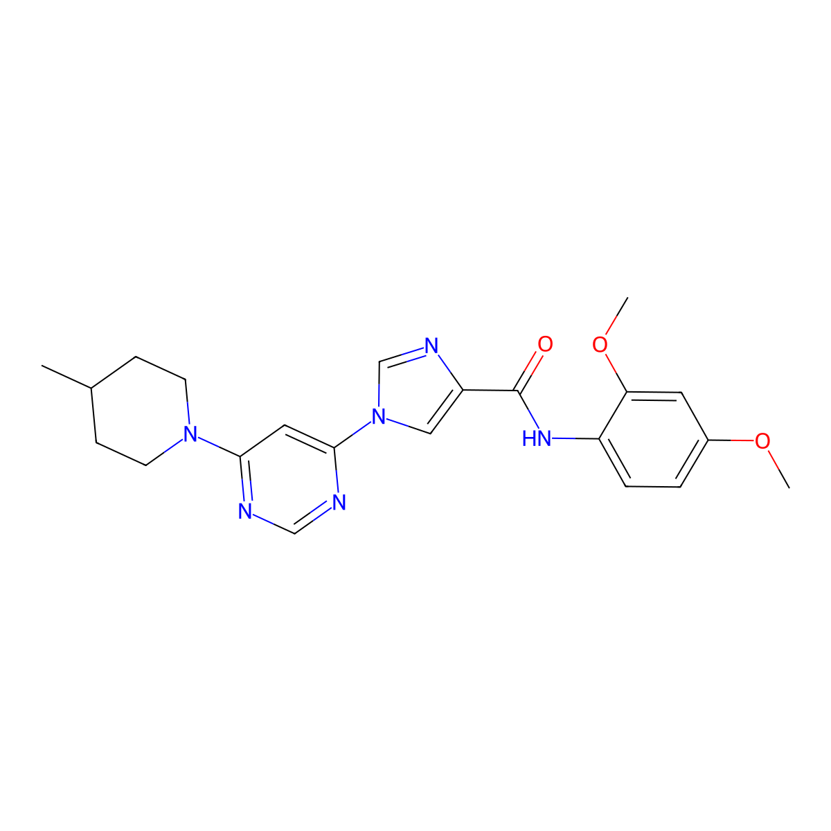N-(2,4-dimethoxyphenyl)-1-[6-(4-methylpiperidin-1-yl)pyrimidin-4-yl]-1H-imidazole-4-carboxamide molecular structure, CAS 1251678-89-3