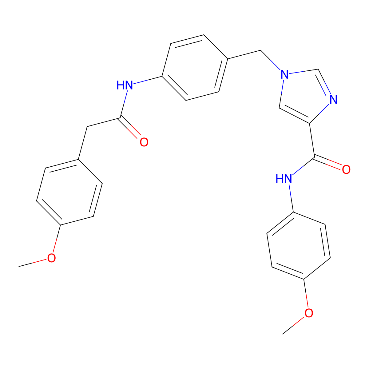 N-(4-methoxyphenyl)-1-(4-(2-(4-methoxyphenyl)acetamido)benzyl)-1H-imidazole-4-carboxamide molecular structure, CAS 1251678-90-6