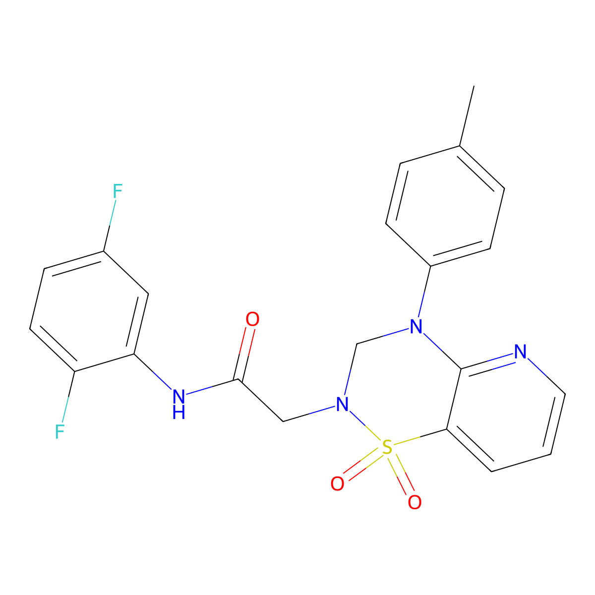 N-(2,5-difluorophenyl)-2-(1,1-dioxido-4-(p-tolyl)-3,4-dihydro-2H-pyrido[2,3-e][1,2,4]thiadiazin-2-yl)acetamide molecular structure, CAS 1251678-91-7