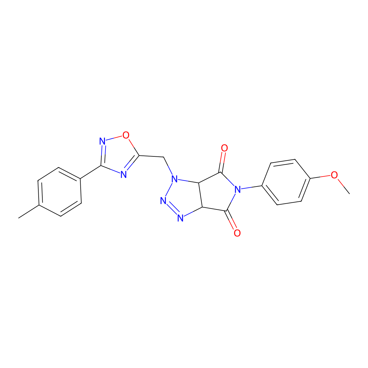 5-(4-methoxyphenyl)-1-((3-(p-tolyl)-1,2,4-oxadiazol-5-yl)methyl)-1,6a-dihydropyrrolo[3,4-d][1,2,3]triazole-4,6(3aH,5H)-dione molecular structure, CAS 1251678-92-8