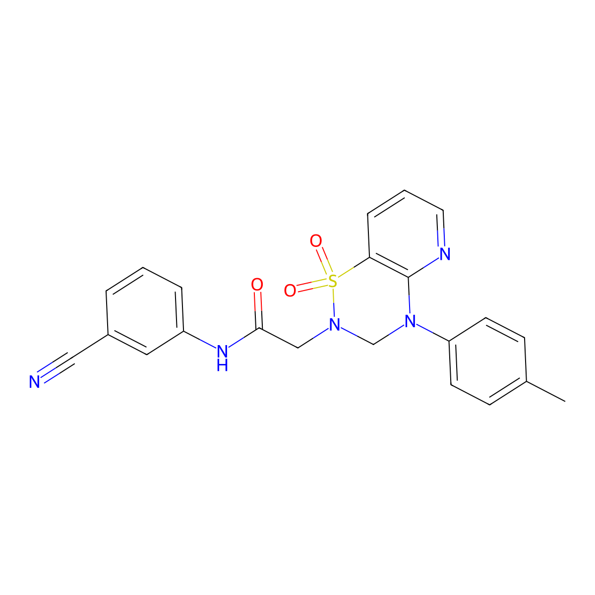 N-(3-cyanophenyl)-2-(1,1-dioxido-4-(p-tolyl)-3,4-dihydro-2H-pyrido[2,3-e][1,2,4]thiadiazin-2-yl)acetamide molecular structure, CAS 1251678-97-3