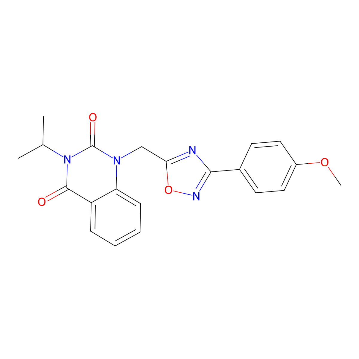 3-isopropyl-1-((3-(4-methoxyphenyl)-1,2,4-oxadiazol-5-yl)methyl)quinazoline-2,4(1H,3H)-dione molecular structure, CAS 1251678-99-5