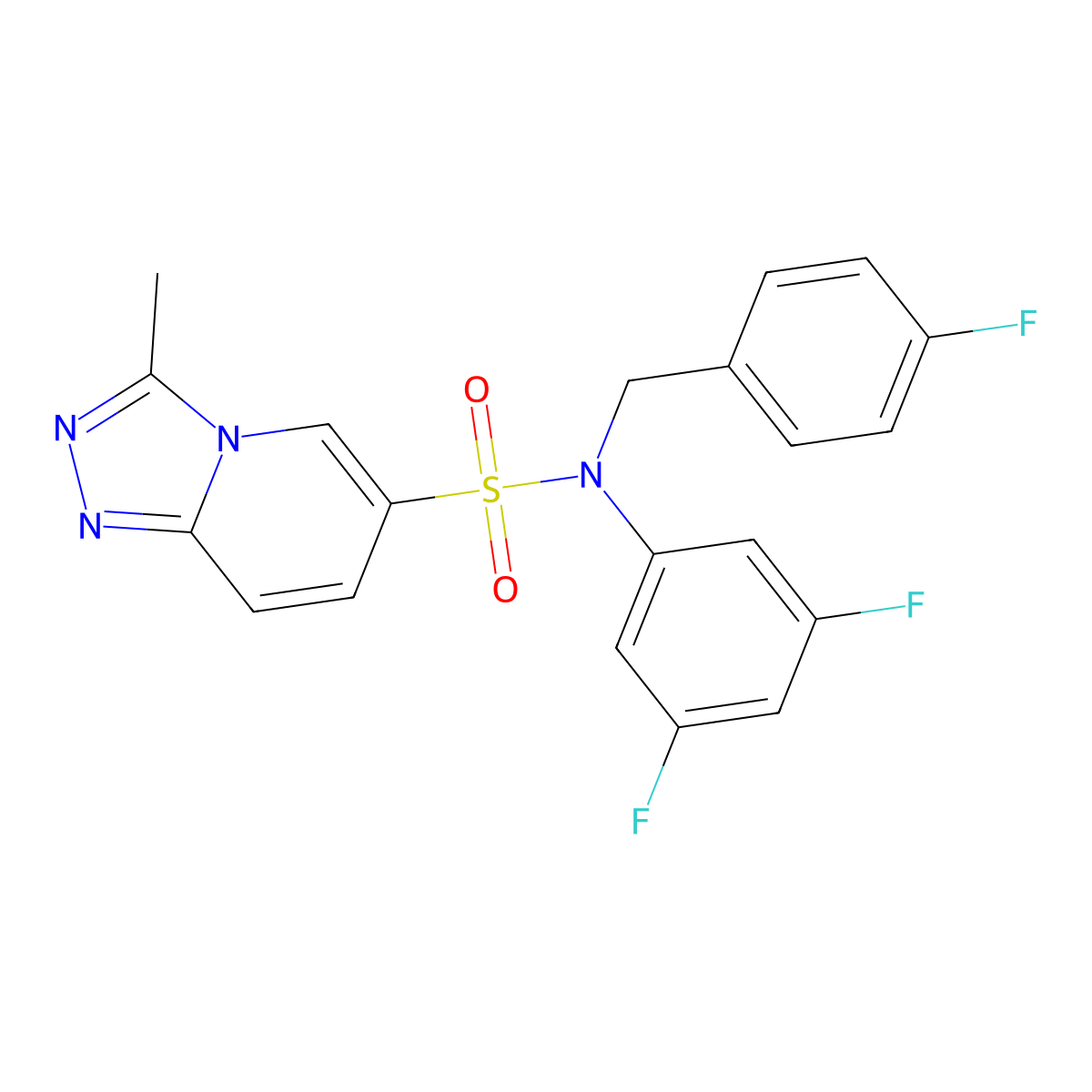N-(3,5-difluorophenyl)-N-[(4-fluorophenyl)methyl]-3-methyl-[1,2,4]triazolo[4,3-a]pyridine-6-sulfonamide molecular structure, CAS 1251679-01-2