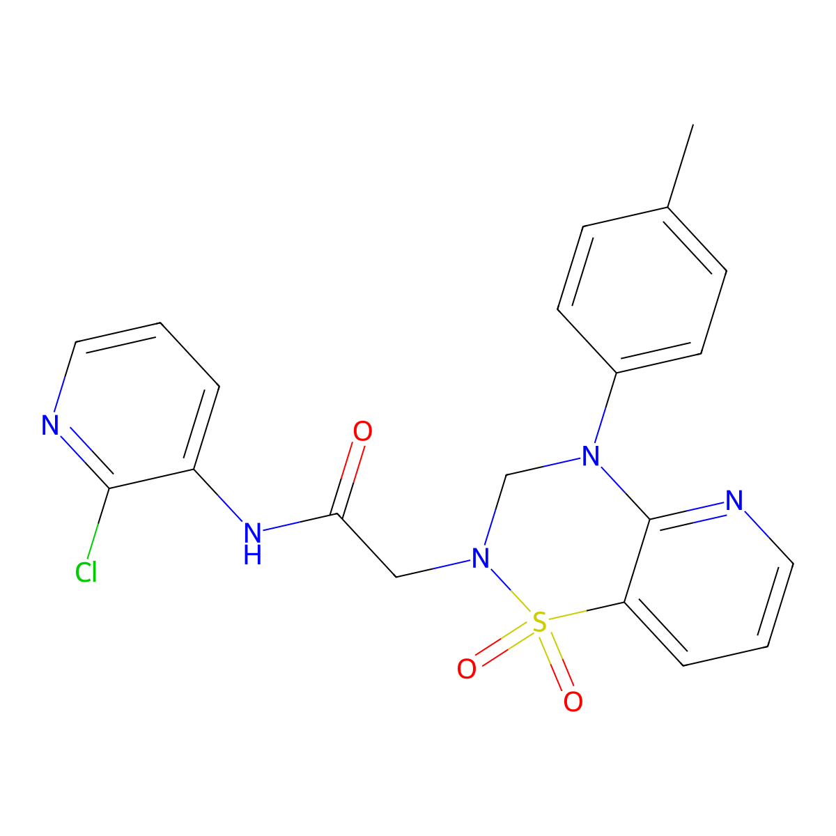 N-(2-chloropyridin-3-yl)-2-(1,1-dioxido-4-(p-tolyl)-3,4-dihydro-2H-pyrido[2,3-e][1,2,4]thiadiazin-2-yl)acetamide molecular structure, CAS 1251679-03-4