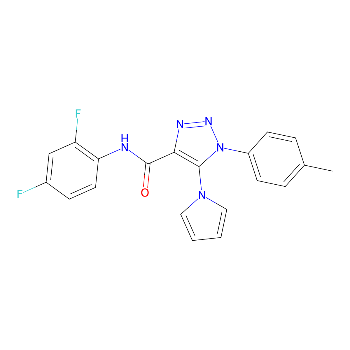 N~4~-(2,4-difluorophenyl)-1-(4-methylphenyl)-5-(1H-pyrrol-1-yl)-1H-1,2,3-triazole-4-carboxamide molecular structure, CAS 1251679-18-1