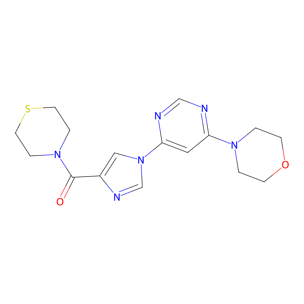 (1-(6-morpholinopyrimidin-4-yl)-1H-imidazol-4-yl)(thiomorpholino)methanone molecular structure, CAS 1251679-19-2