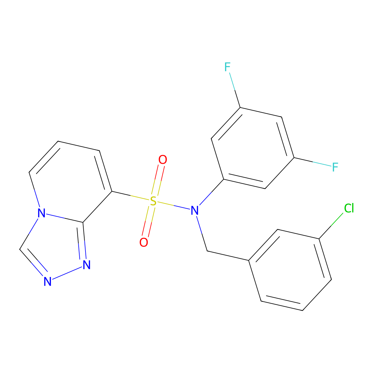 N-[(3-chlorophenyl)methyl]-N-(3,5-difluorophenyl)-[1,2,4]triazolo[4,3-a]pyridine-8-sulfonamide molecular structure, CAS 1251679-22-7