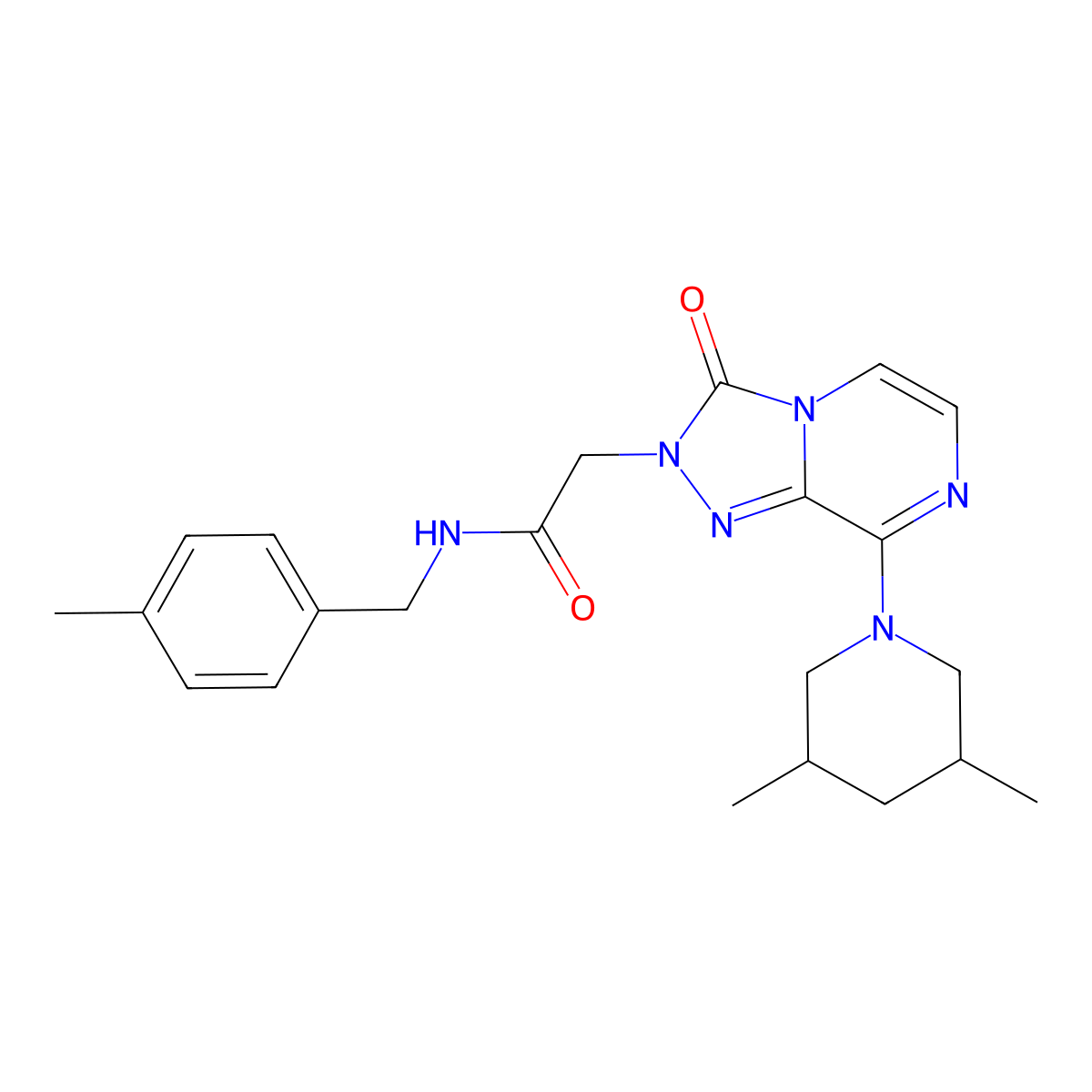 2-[8-(3,5-dimethylpiperidin-1-yl)-3-oxo-2H,3H-[1,2,4]triazolo[4,3-a]pyrazin-2-yl]-N-[(4-methylphenyl)methyl]acetamide molecular structure, CAS 1251679-25-0