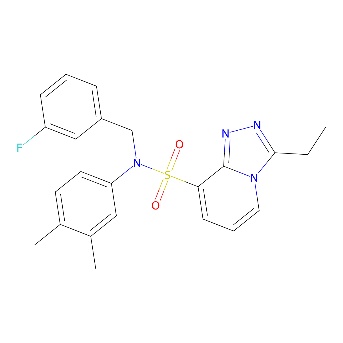 N-(3,4-dimethylphenyl)-3-ethyl-N-[(3-fluorophenyl)methyl]-[1,2,4]triazolo[4,3-a]pyridine-8-sulfonamide molecular structure, CAS 1251679-37-4