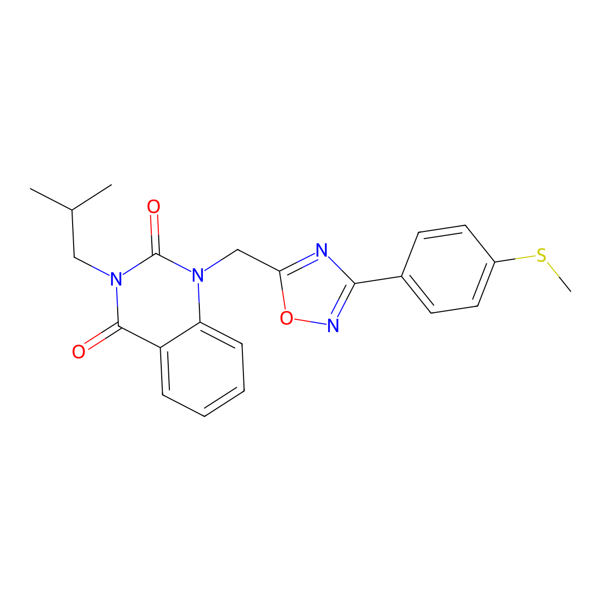 3-isobutyl-1-((3-(4-(methylthio)phenyl)-1,2,4-oxadiazol-5-yl)methyl)quinazoline-2,4(1H,3H)-dione molecular structure, CAS 1251679-45-4