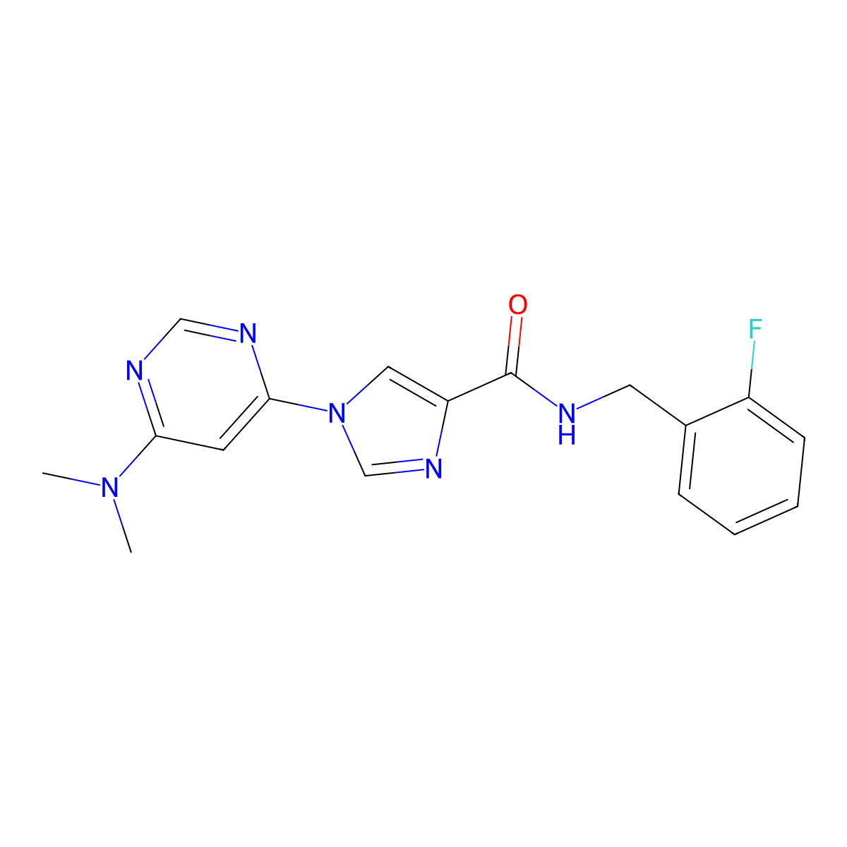 1-[6-(dimethylamino)-4-pyrimidinyl]-N~4~-(2-fluorobenzyl)-1H-imidazole-4-carboxamide molecular structure, CAS 1251679-48-7