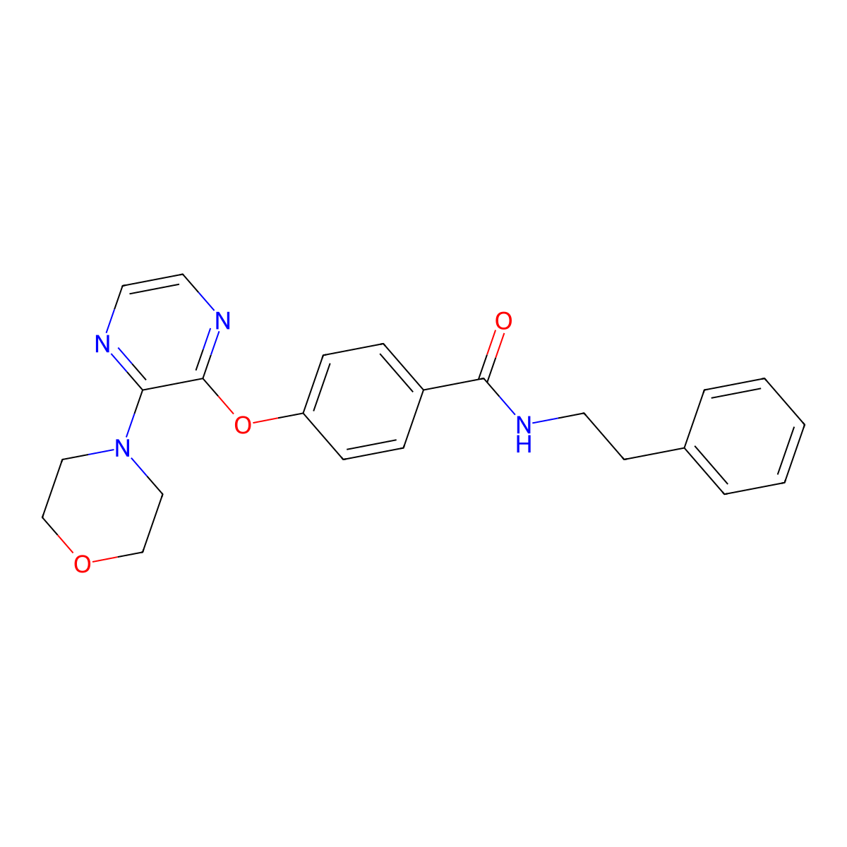 4-{[3-(morpholin-4-yl)pyrazin-2-yl]oxy}-N-(2-phenylethyl)benzamide molecular structure, CAS 1251679-51-2