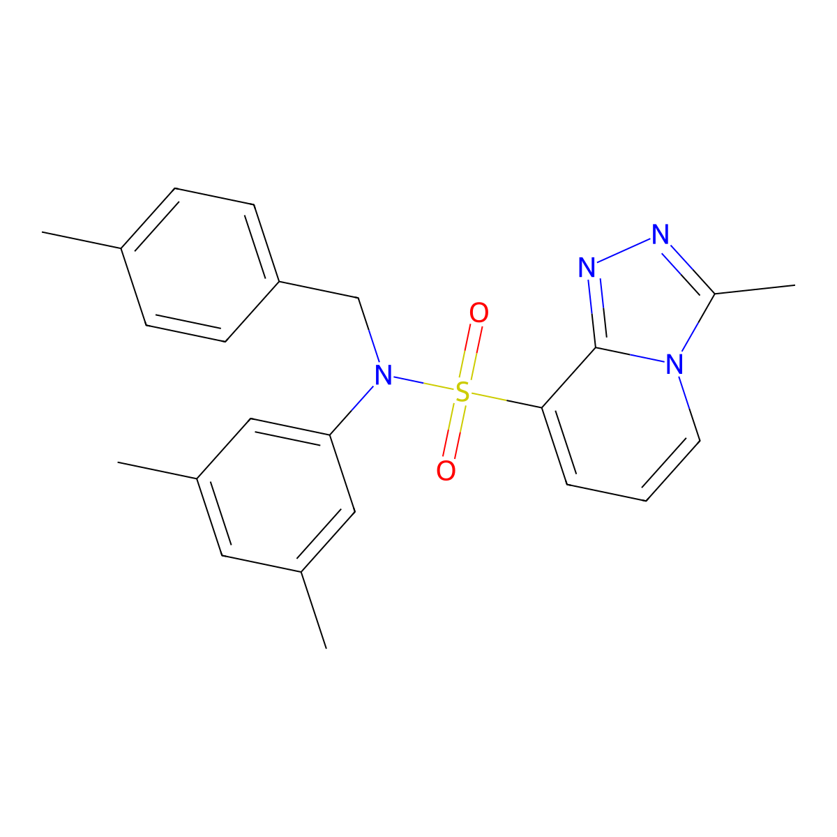 N-(3,5-dimethylphenyl)-3-methyl-N-[(4-methylphenyl)methyl]-[1,2,4]triazolo[4,3-a]pyridine-8-sulfonamide molecular structure, CAS 1251679-55-6