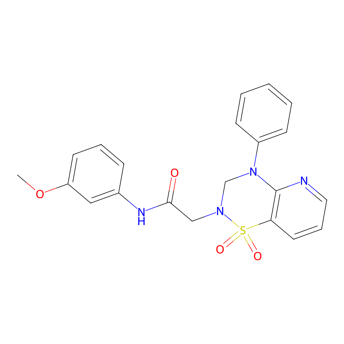2-(1,1-dioxido-4-phenyl-3,4-dihydro-2H-pyrido[2,3-e][1,2,4]thiadiazin-2-yl)-N-(3-methoxyphenyl)acetamide molecular structure, CAS 1251679-56-7