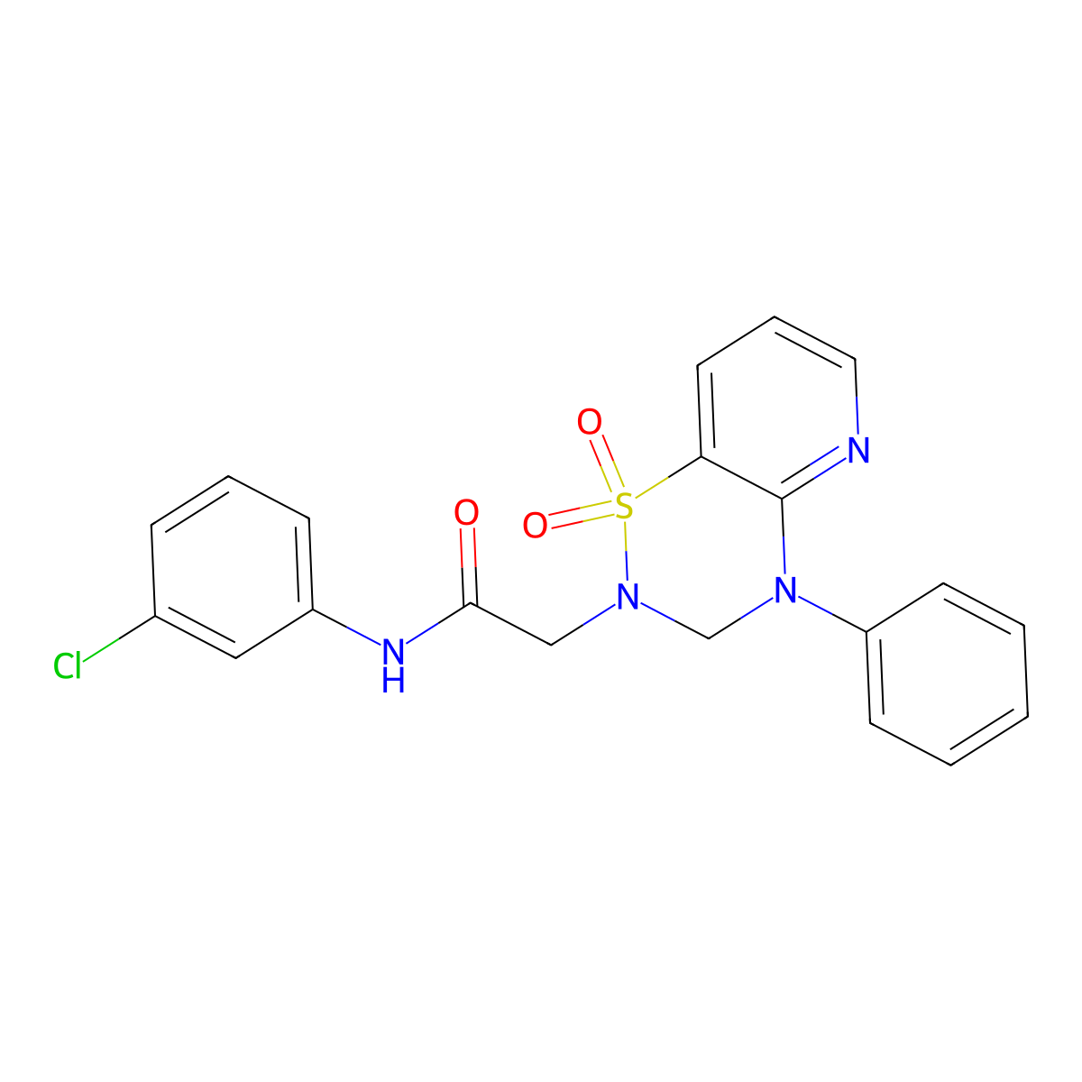 N-(3-chlorophenyl)-2-(1,1-dioxido-4-phenyl-3,4-dihydro-2H-pyrido[2,3-e][1,2,4]thiadiazin-2-yl)acetamide molecular structure, CAS 1251679-66-9