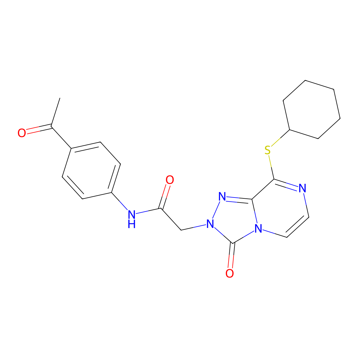 N-(4-acetylphenyl)-2-[8-(cyclohexylsulfanyl)-3-oxo-2H,3H-[1,2,4]triazolo[4,3-a]pyrazin-2-yl]acetamide molecular structure, CAS 1251679-71-6