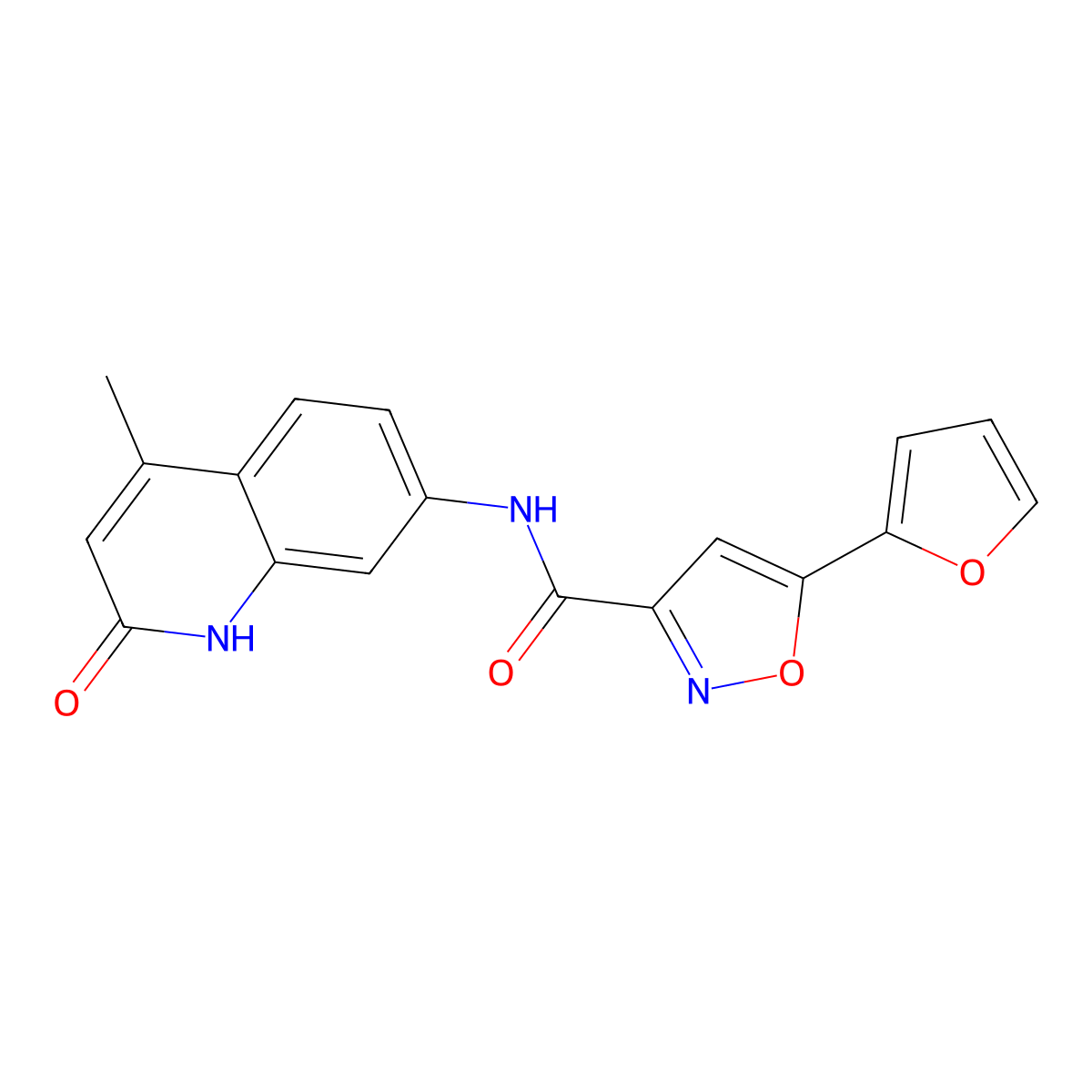 5-(furan-2-yl)-N-(4-methyl-2-oxo-1,2-dihydroquinolin-7-yl)isoxazole-3-carboxamide molecular structure, CAS 1251679-75-0