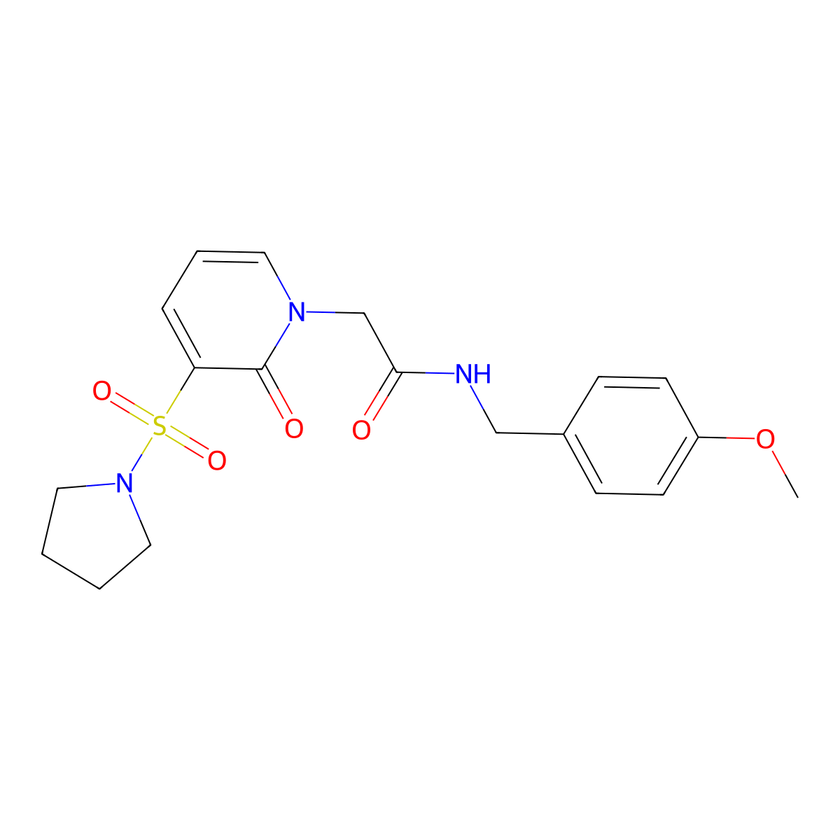 N-(4-methoxybenzyl)-2-(2-oxo-3-(pyrrolidin-1-ylsulfonyl)pyridin-1(2H)-yl)acetamide molecular structure, CAS 1251679-76-1