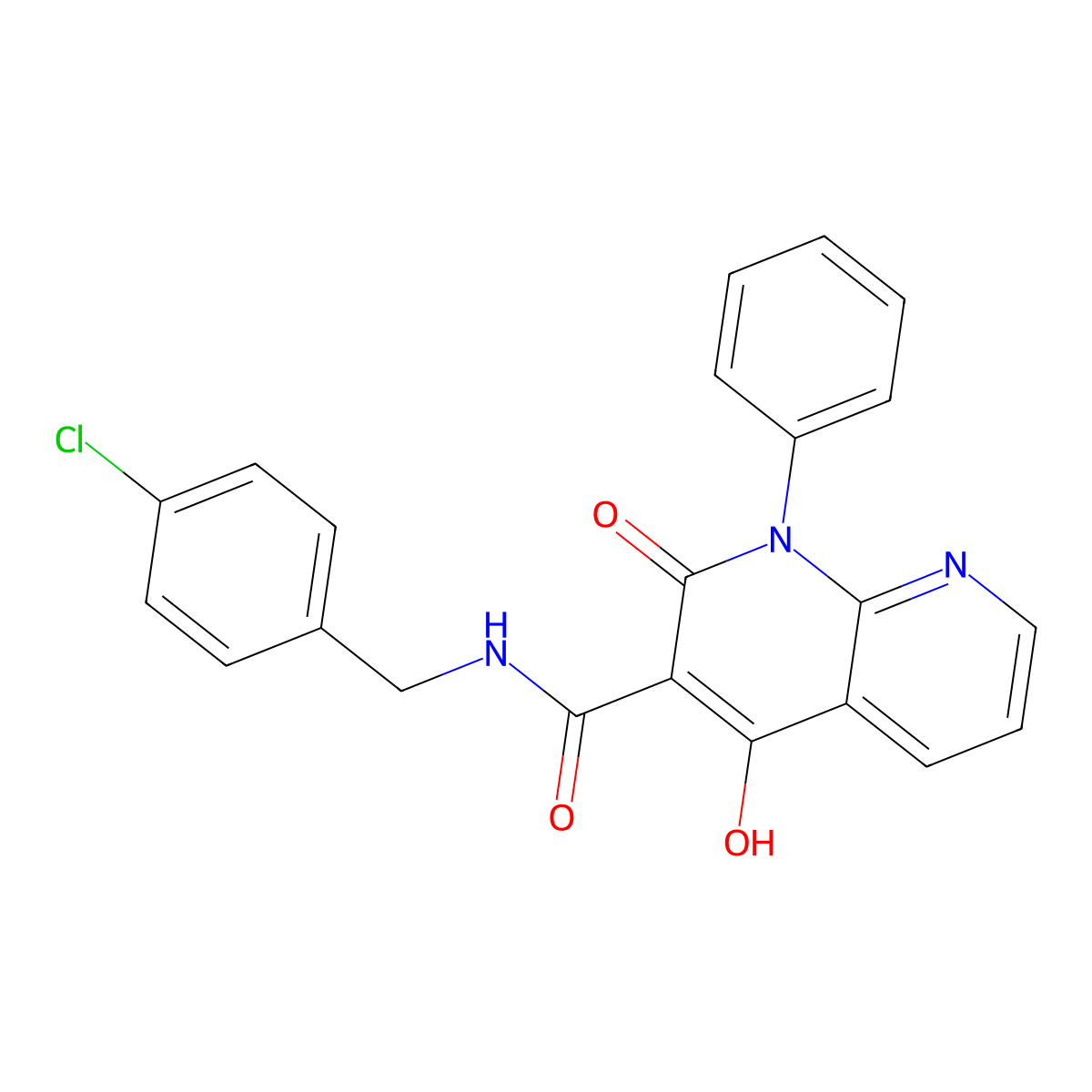 N-[(4-chlorophenyl)methyl]-4-hydroxy-2-oxo-1-phenyl-1,2-dihydro-1,8-naphthyridine-3-carboxamide molecular structure, CAS 1251679-78-3