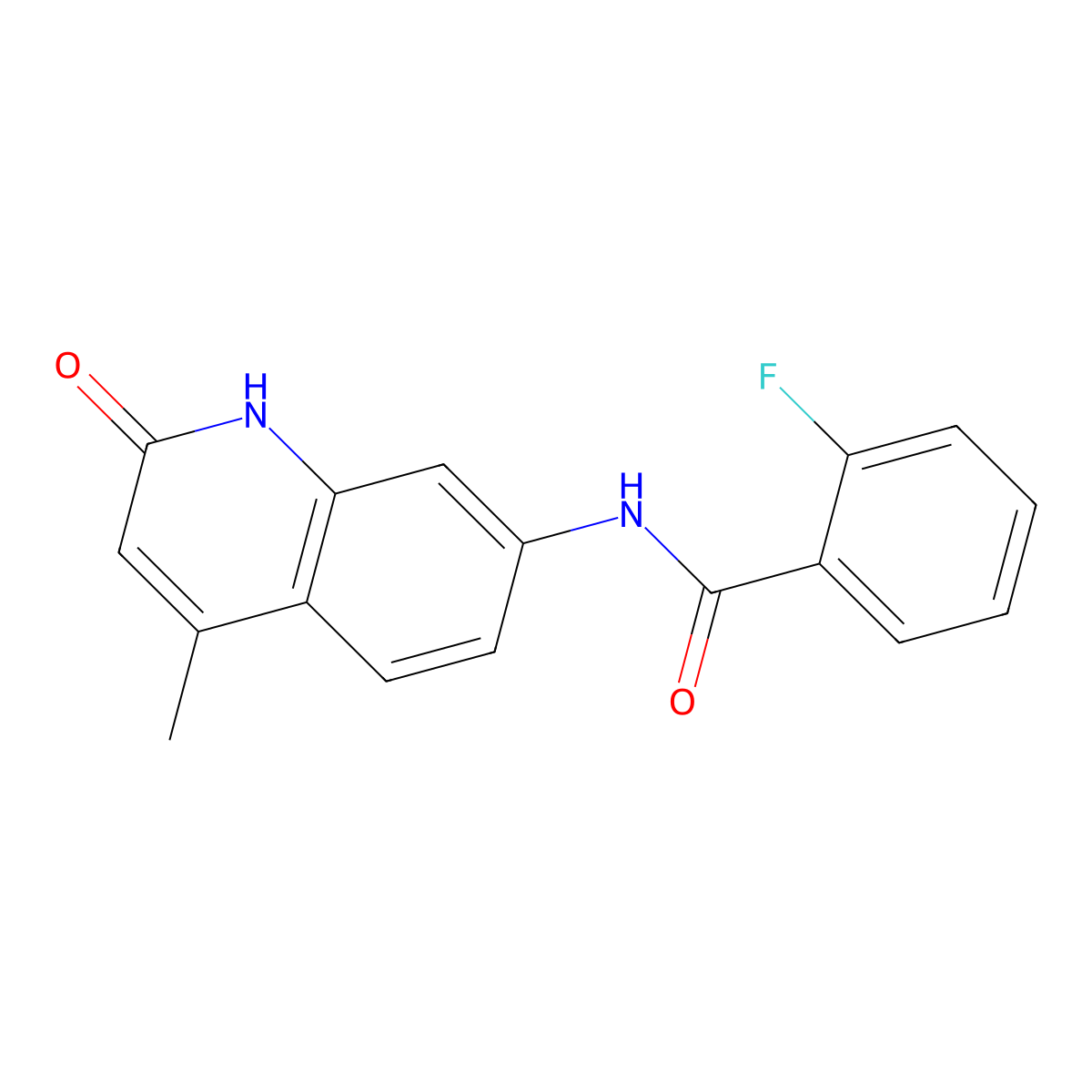 2-fluoro-N-(4-methyl-2-oxo-1,2-dihydroquinolin-7-yl)benzamide molecular structure, CAS 1251679-81-8