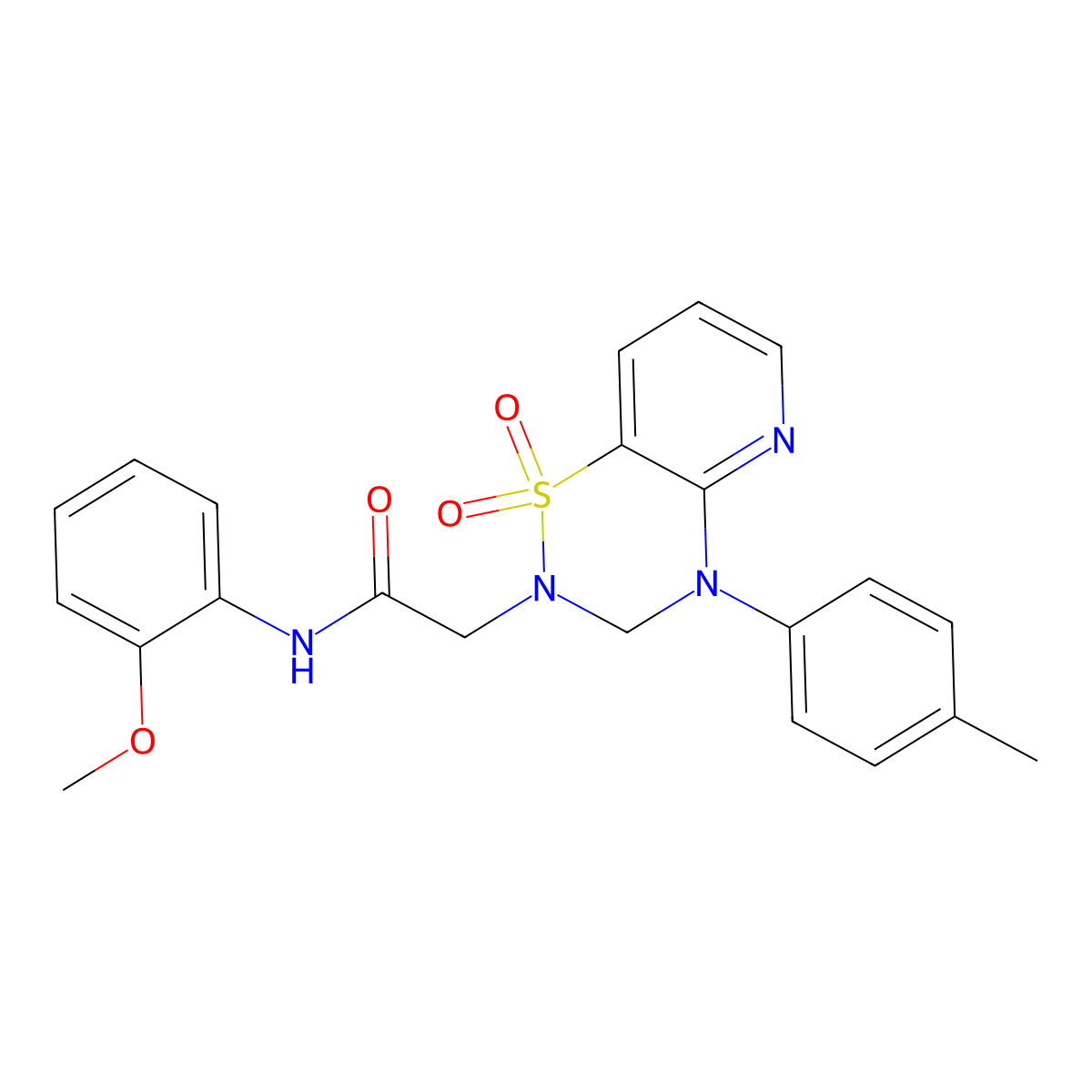 2-(1,1-dioxido-4-(p-tolyl)-3,4-dihydro-2H-pyrido[2,3-e][1,2,4]thiadiazin-2-yl)-N-(2-methoxyphenyl)acetamide molecular structure, CAS 1251679-84-1