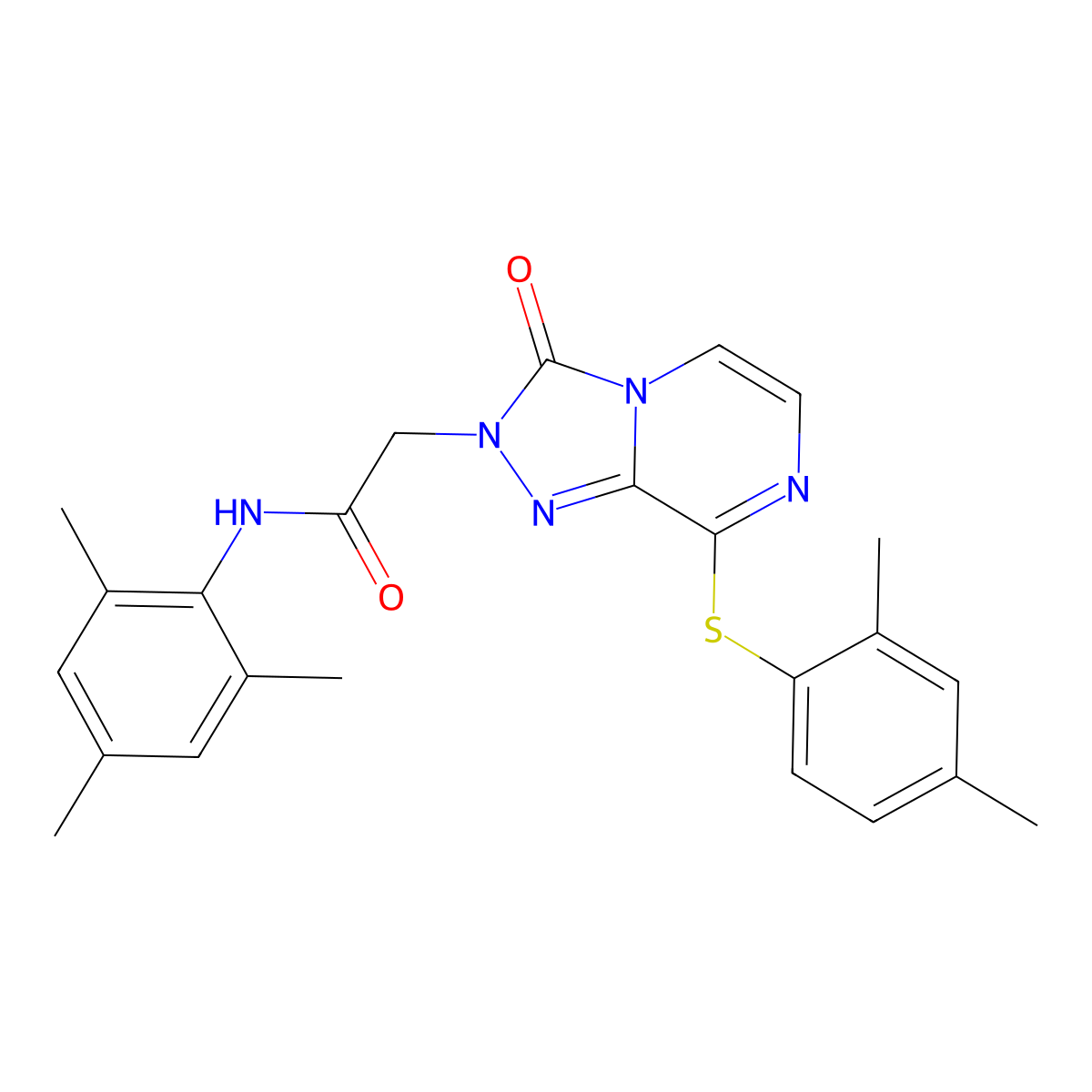 2-{8-[(2,4-dimethylphenyl)sulfanyl]-3-oxo-2H,3H-[1,2,4]triazolo[4,3-a]pyrazin-2-yl}-N-(2,4,6-trimethylphenyl)acetamide molecular structure, CAS 1251679-89-6