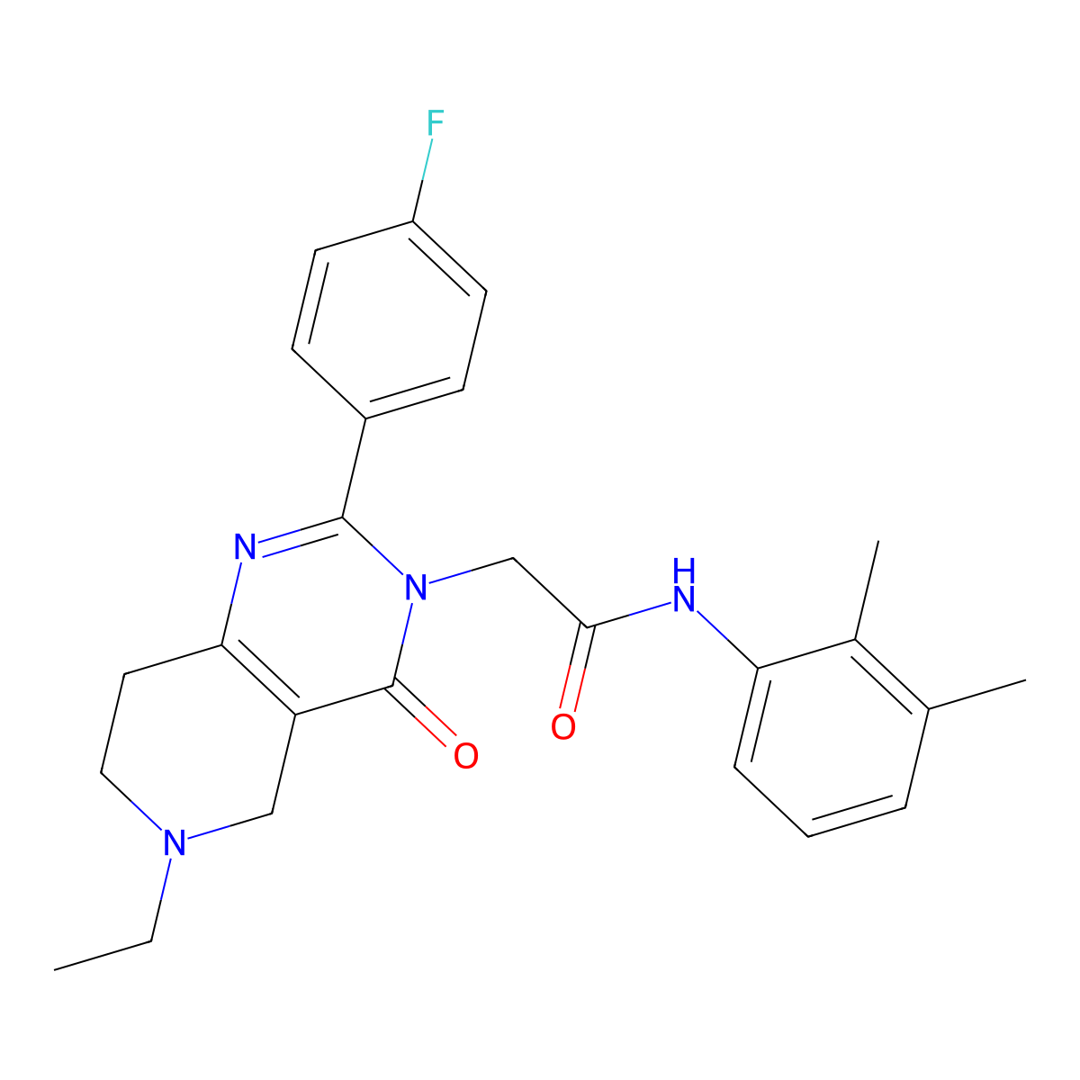 N-(2,3-dimethylphenyl)-2-(6-ethyl-2-(4-fluorophenyl)-4-oxo-5,6,7,8-tetrahydropyrido[4,3-d]pyrimidin-3(4H)-yl)acetamide molecular structure, CAS 1251679-93-2