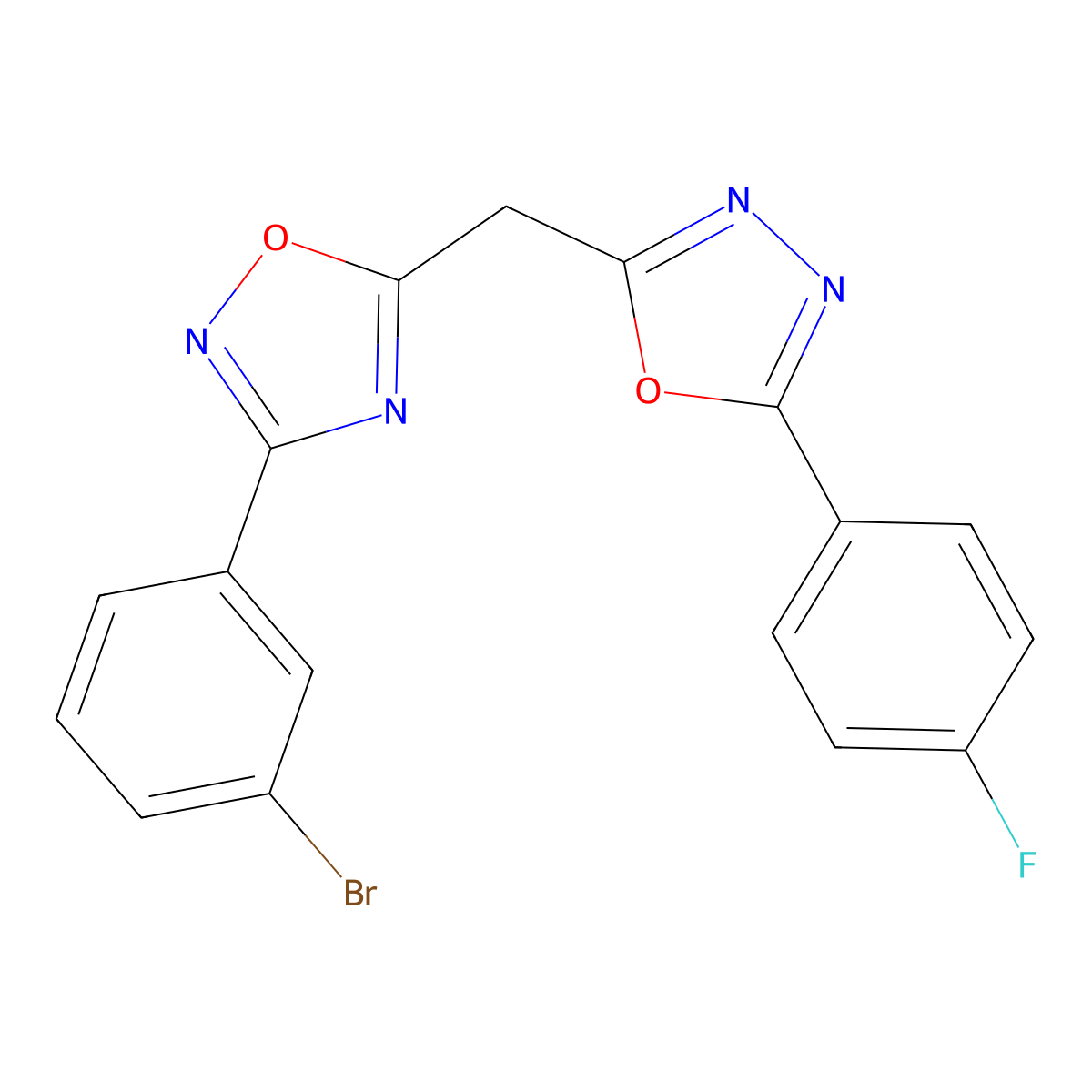 3-(3-Bromophenyl)-5-{[5-(4-fluorophenyl)-1,3,4-oxadiazol-2-yl]methyl}-1,2,4-oxadiazole molecular structure, CAS 1251679-99-8