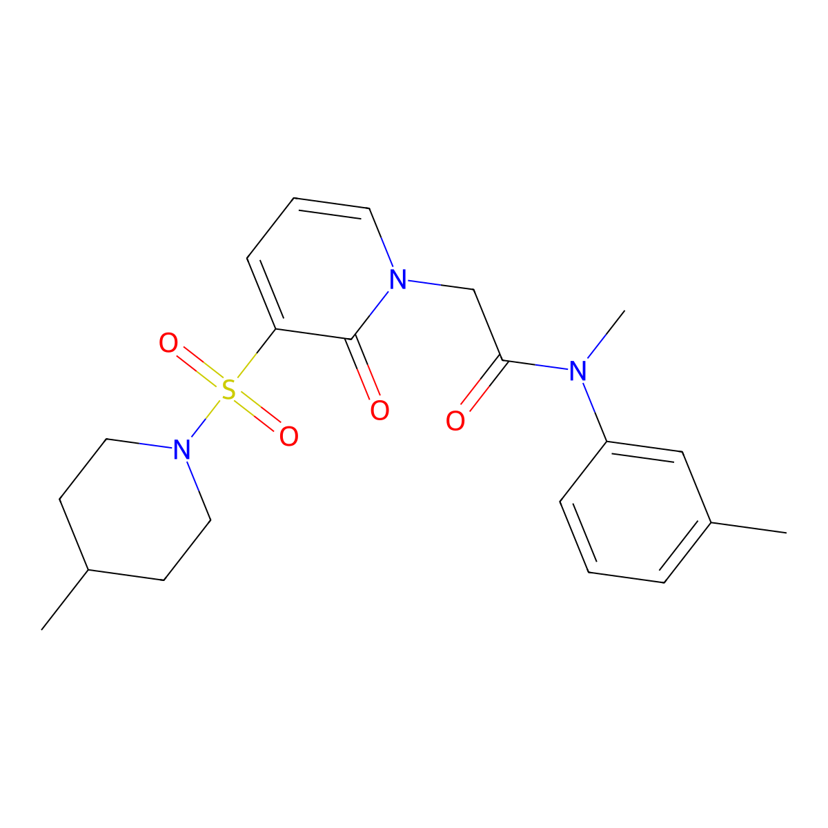 N-methyl-N-(3-methylphenyl)-2-{3-[(4-methylpiperidin-1-yl)sulfonyl]-2-oxo-1,2-dihydropyridin-1-yl}acetamide molecular structure, CAS 1251680-01-9