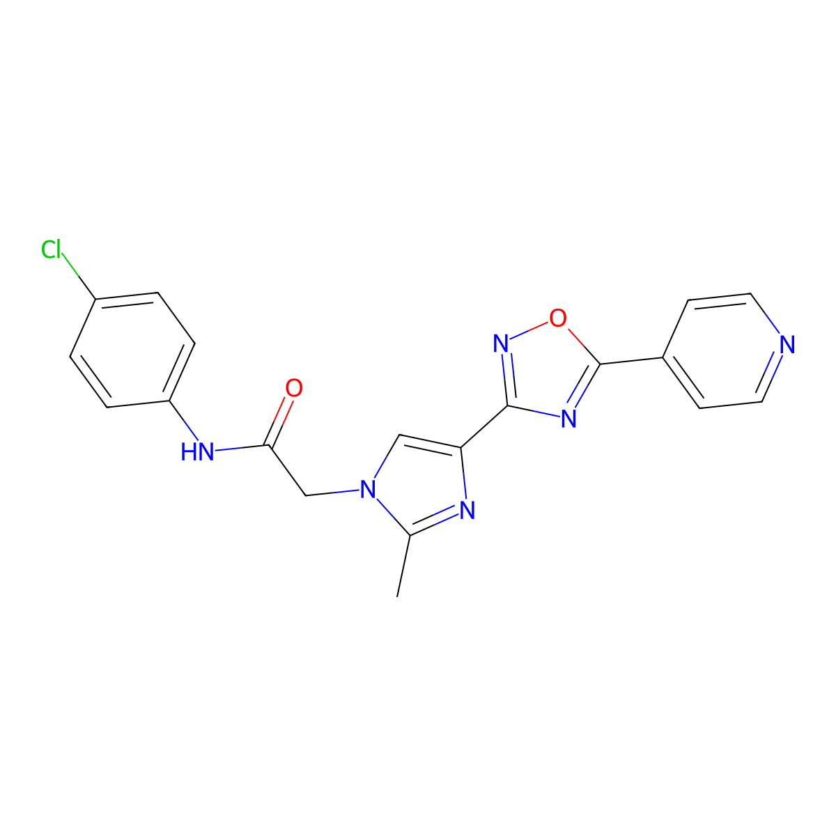 N-(4-chlorophenyl)-2-{2-methyl-4-[5-(pyridin-4-yl)-1,2,4-oxadiazol-3-yl]-1H-imidazol-1-yl}acetamide molecular structure, CAS 1251680-04-2
