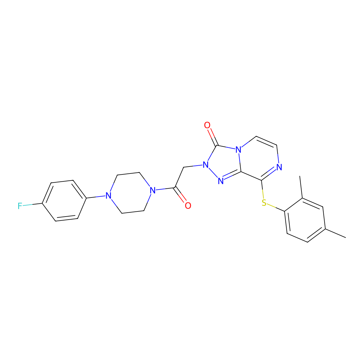 8-((2,4-dimethylphenyl)thio)-2-(2-(4-(4-fluorophenyl)piperazin-1-yl)-2-oxoethyl)-[1,2,4]triazolo[4,3-a]pyrazin-3(2H)-one molecular structure, CAS 1251680-07-5