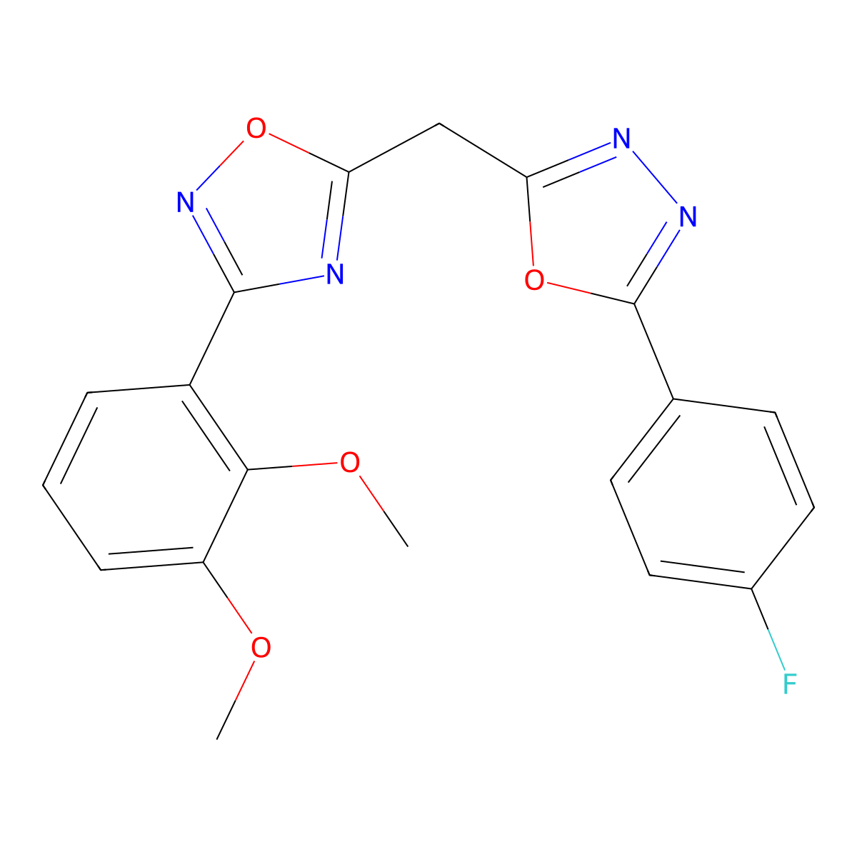 3-(2,3-Dimethoxyphenyl)-5-{[5-(4-fluorophenyl)-1,3,4-oxadiazol-2-yl]methyl}-1,2,4-oxadiazole molecular structure, CAS 1251680-09-7