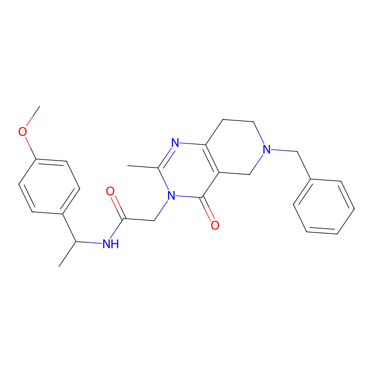 2-(6-benzyl-2-methyl-4-oxo-5,6,7,8-tetrahydropyrido[4,3-d]pyrimidin-3(4H)-yl)-N-(1-(4-methoxyphenyl)ethyl)acetamide molecular structure, CAS 1251680-20-2