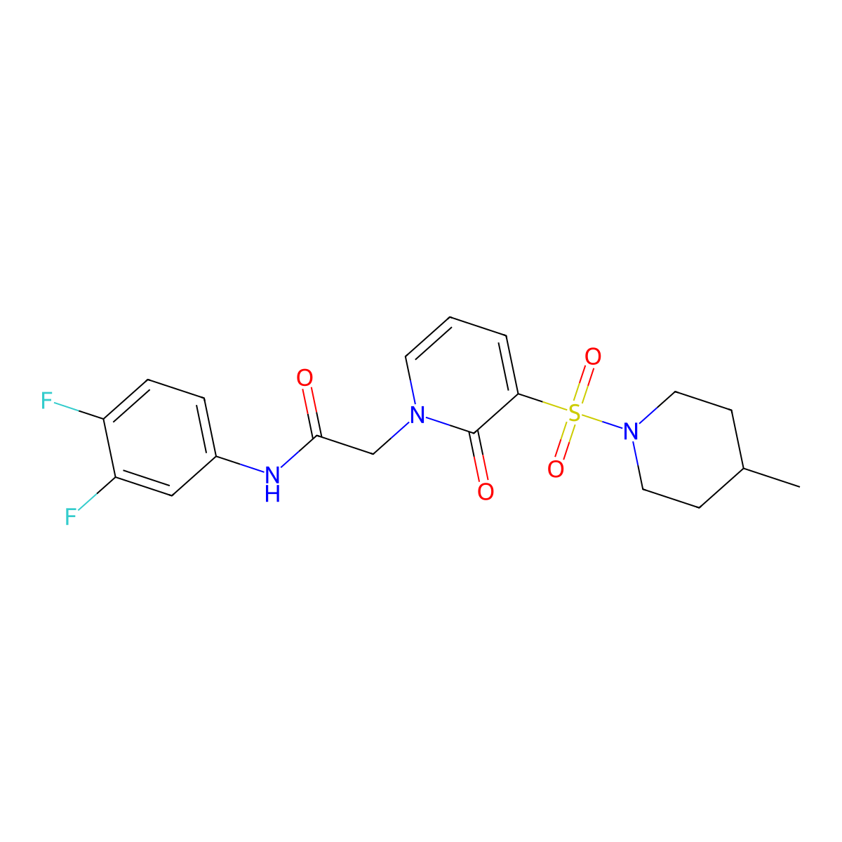 N-(3,4-difluorophenyl)-2-(3-((4-methylpiperidin-1-yl)sulfonyl)-2-oxopyridin-1(2H)-yl)acetamide molecular structure, CAS 1251680-34-8