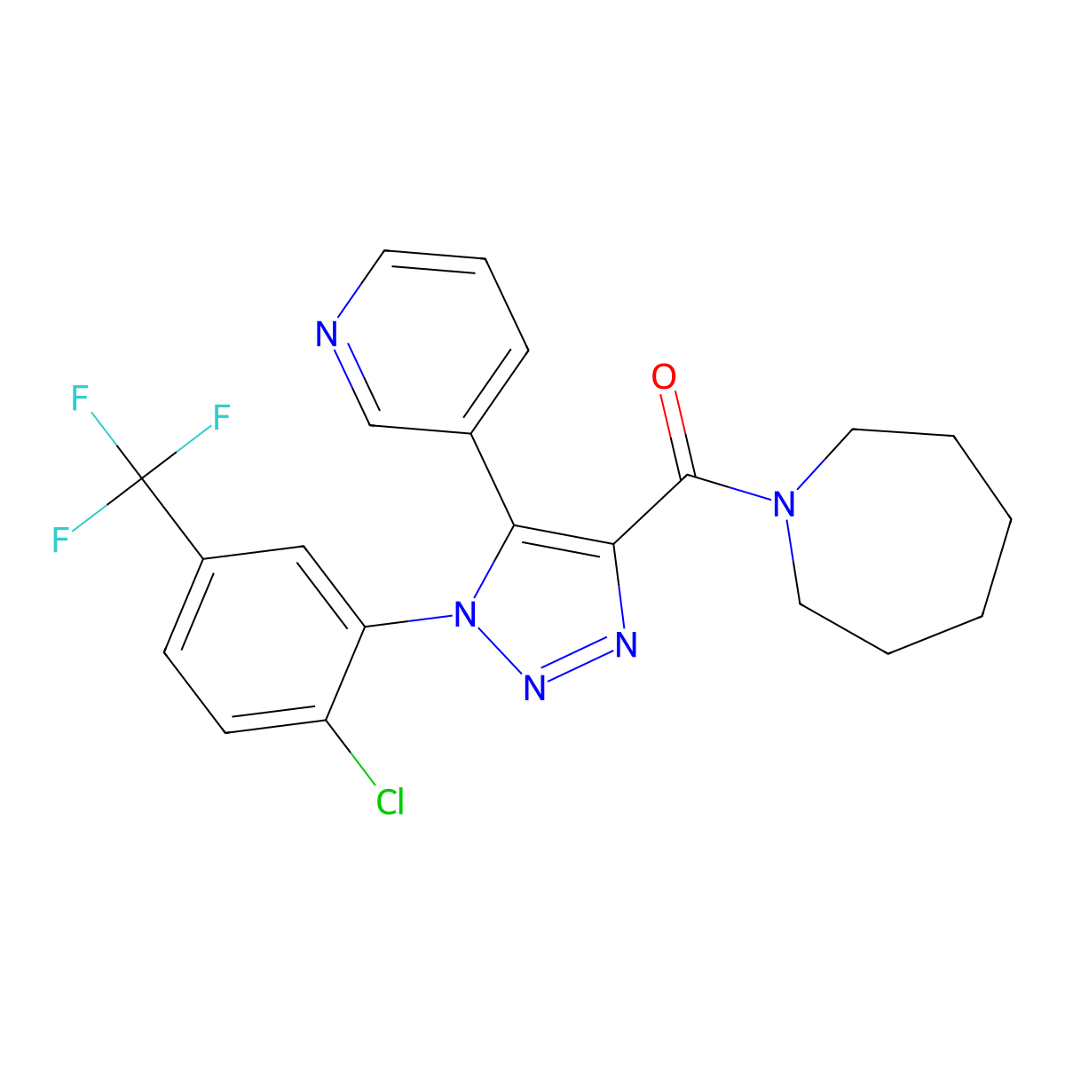 1-{1-[2-chloro-5-(trifluoromethyl)phenyl]-5-(pyridin-3-yl)-1H-1,2,3-triazole-4-carbonyl}azepane molecular structure, CAS 1251680-38-2