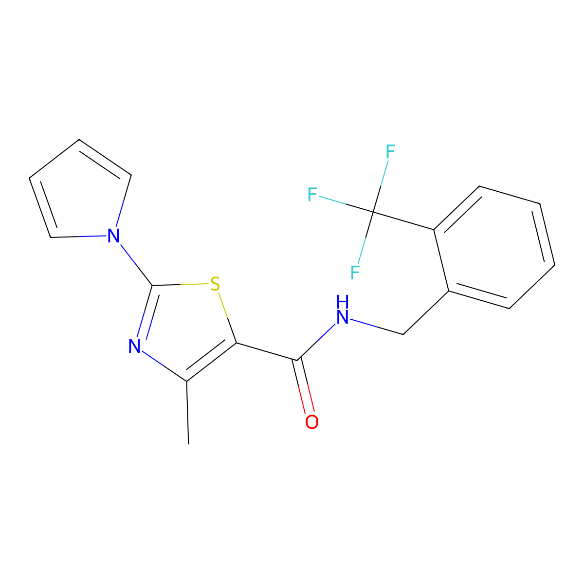 4-methyl-2-(1H-pyrrol-1-yl)-N-[2-(trifluoromethyl)benzyl]-1,3-thiazole-5-carboxamide molecular structure, CAS 1251680-43-9