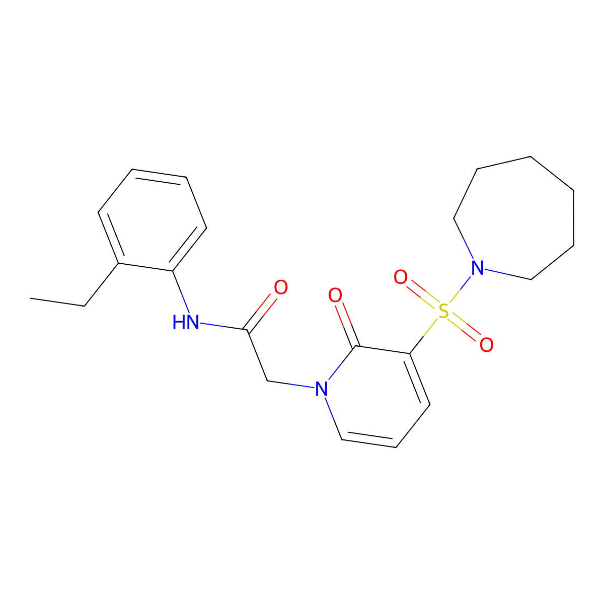 2-(3-(azepan-1-ylsulfonyl)-2-oxopyridin-1(2H)-yl)-N-(2-ethylphenyl)acetamide molecular structure, CAS 1251680-50-8