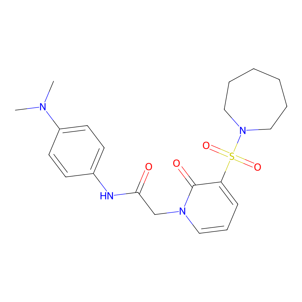 2-(3-(azepan-1-ylsulfonyl)-2-oxopyridin-1(2H)-yl)-N-(4-(dimethylamino)phenyl)acetamide molecular structure, CAS 1251680-55-3