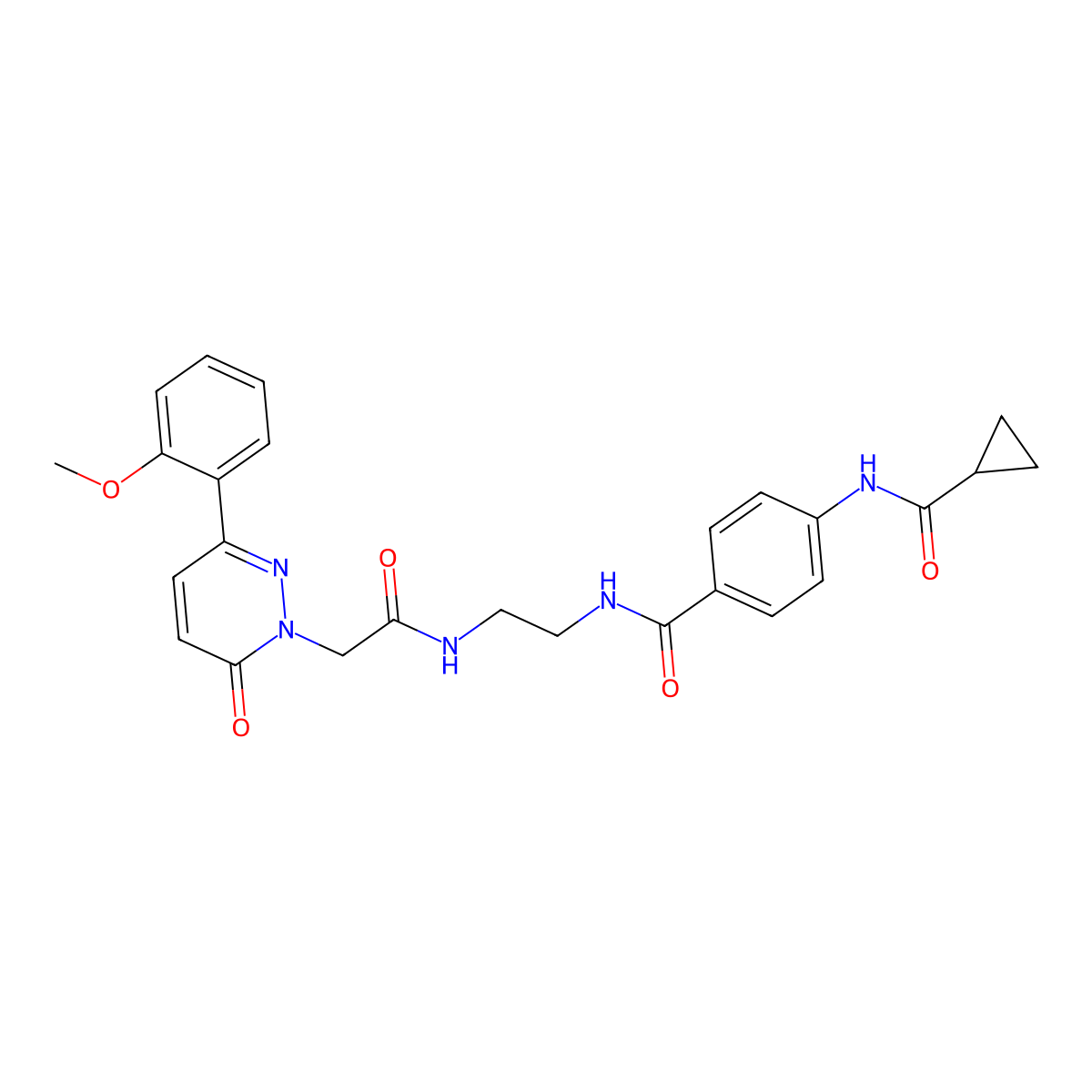 4-(cyclopropanecarboxamido)-N-(2-(2-(3-(2-methoxyphenyl)-6-oxopyridazin-1(6H)-yl)acetamido)ethyl)benzamide molecular structure, CAS 1251680-56-4