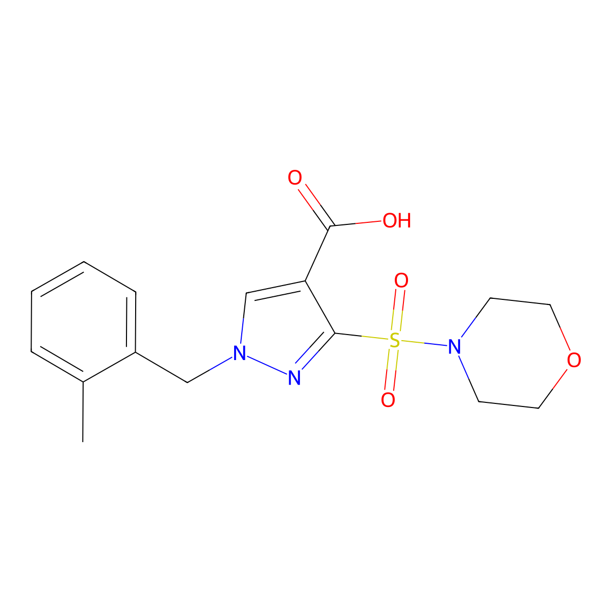 1-(2-methylbenzyl)-3-(morpholinosulfonyl)-1H-pyrazole-4-carboxylic acid molecular structure, CAS 1251680-63-3