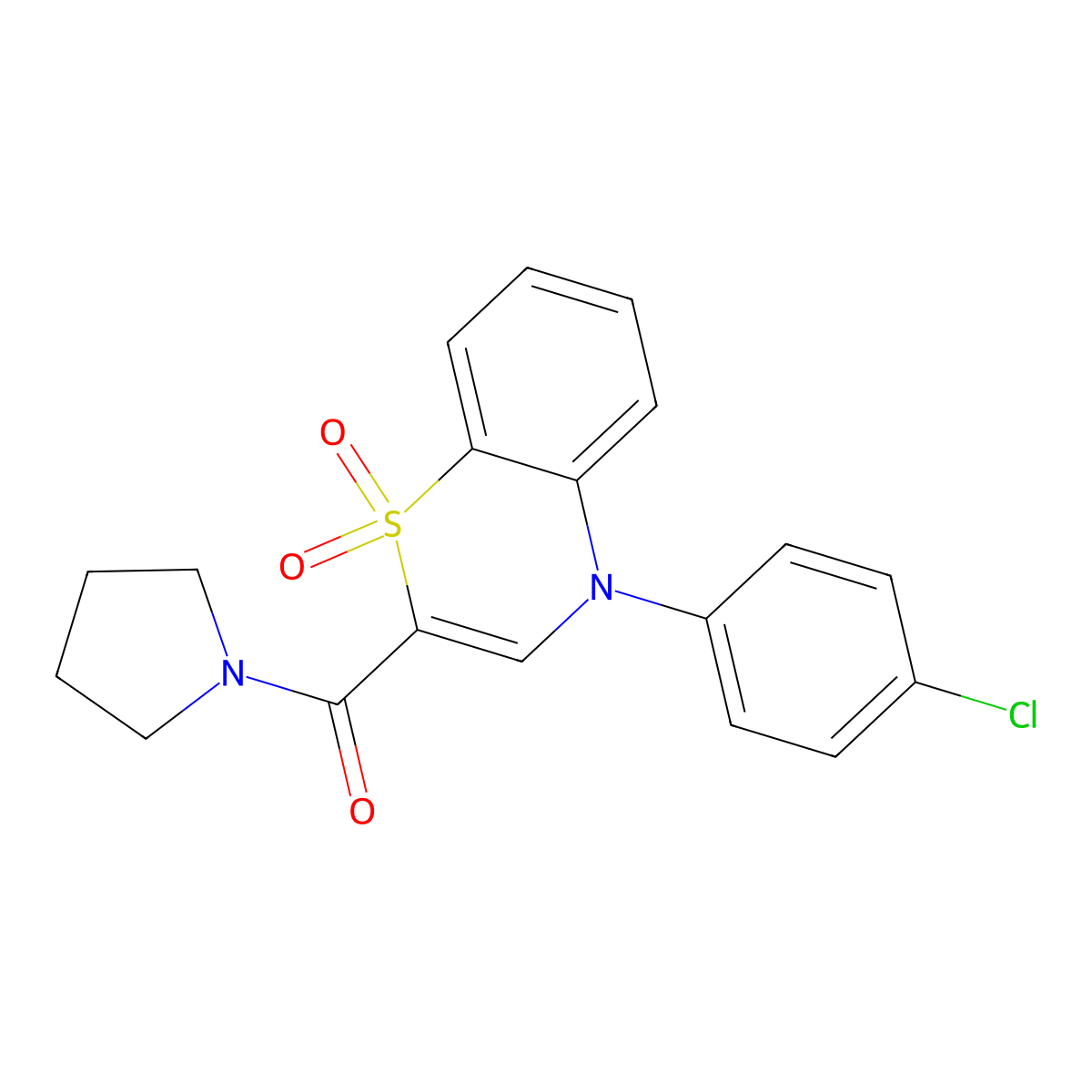 4-(4-chlorophenyl)-2-(pyrrolidine-1-carbonyl)-4H-1lambda6,4-benzothiazine-1,1-dione molecular structure, CAS 1251680-70-2