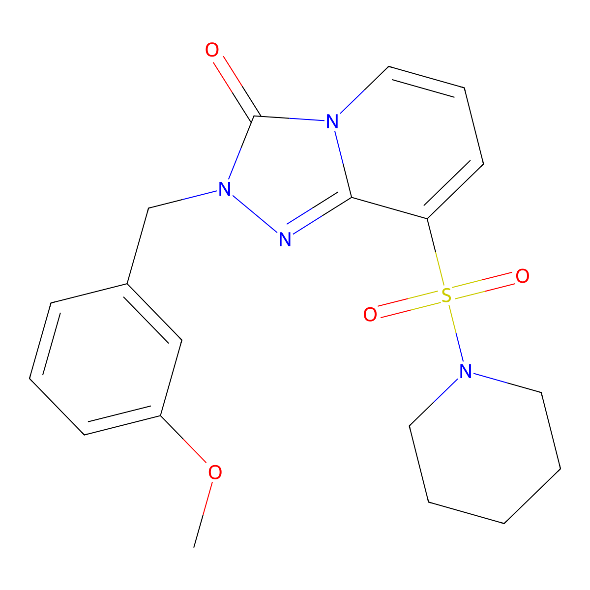 2-(3-methoxybenzyl)-8-(piperidin-1-ylsulfonyl)[1,2,4]triazolo[4,3-a]pyridin-3(2H)-one molecular structure, CAS 1251680-72-4