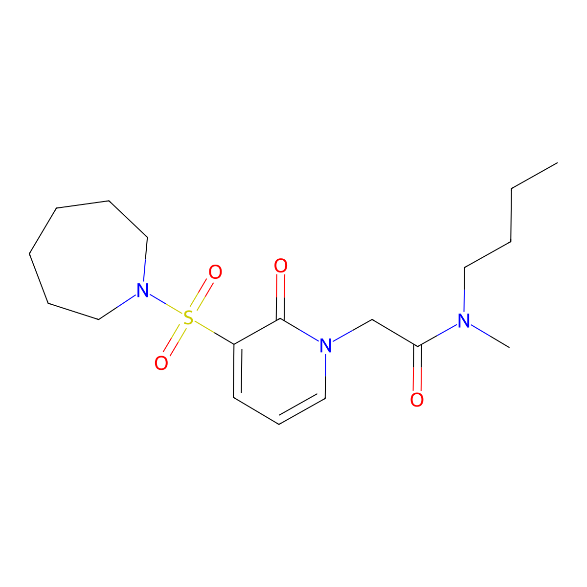 2-(3-(azepan-1-ylsulfonyl)-2-oxopyridin-1(2H)-yl)-N-butyl-N-methylacetamide molecular structure, CAS 1251680-73-5